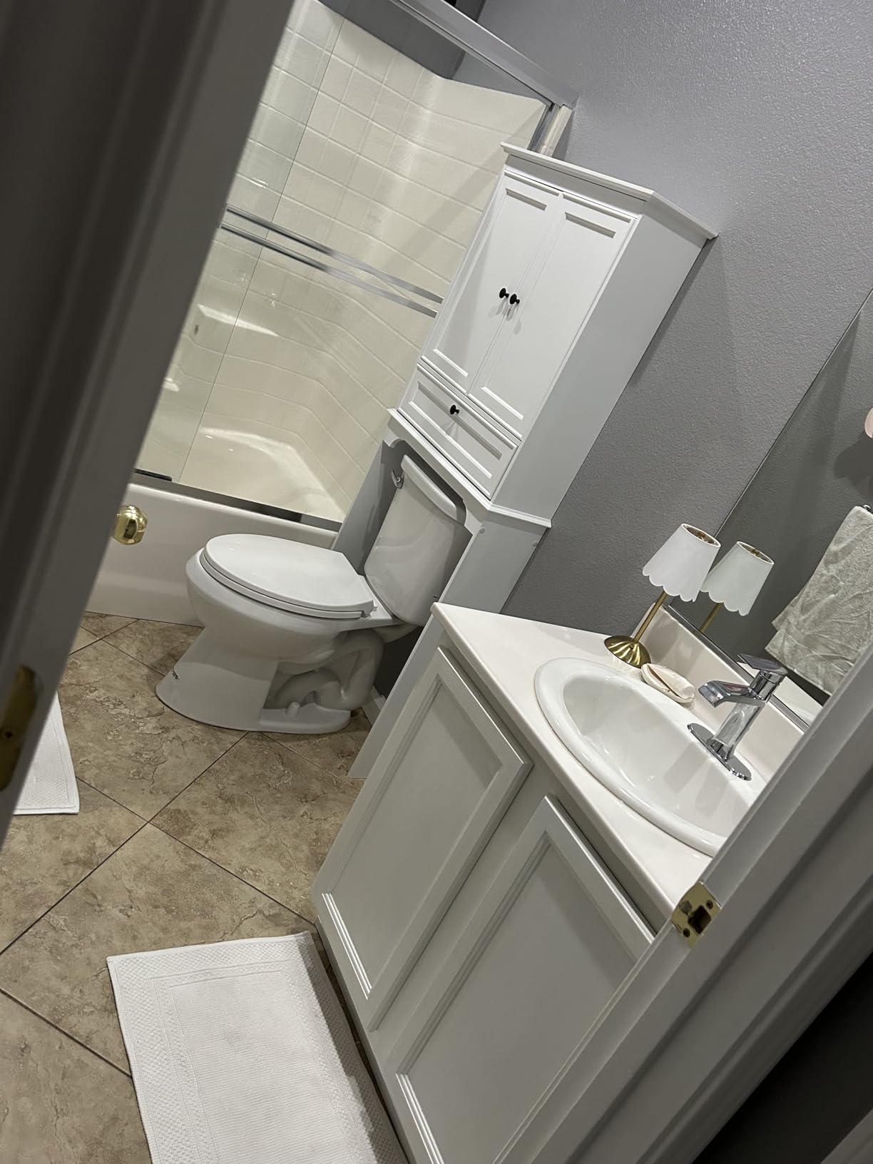 Spirich Bathroom Over the Toilet Storage Cabinet with Tilt-Out Cube, White | Space-saving Organizer for Small Bathrooms, Doors Conceal Clutter, Adjustable Shelf, Anti-Tip Device, Engineered Wood customer photo 1