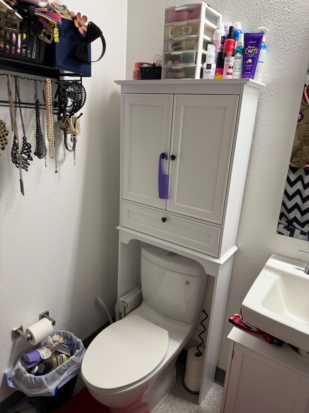 Spirich Bathroom Over the Toilet Storage Cabinet with Tilt-Out Cube, White | Space-saving Organizer for Small Bathrooms, Doors Conceal Clutter, Adjustable Shelf, Anti-Tip Device, Engineered Wood customer photo 2