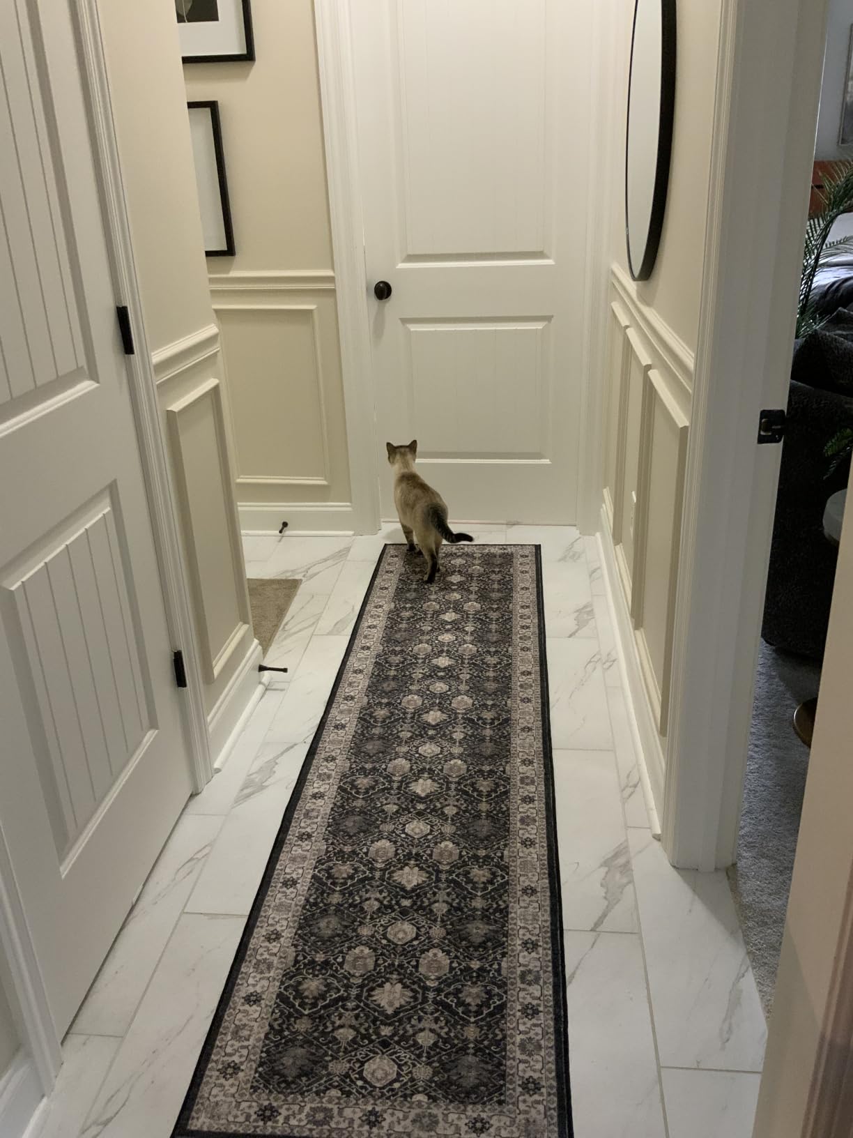 Hallway Washable Runner Rug - 2'6x12 Kitchen Rugs Entryway Rug Runner Vintage Soft Floor Mat Non Slip Indoor Farmhouse Carpet for Bathroom Living Room Bedroom (2'6''x12', Beige) customer photo 2