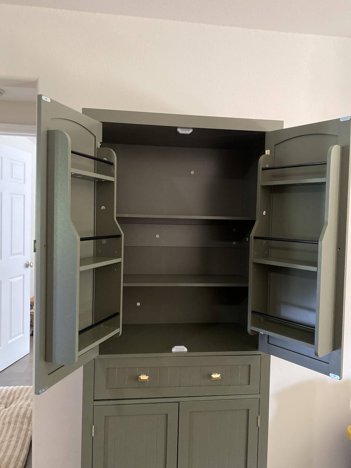 VASAGLE Pantry Cabinet, Freestanding Tall Cupboard with a Drawer, Freestanding cupboard with 2 cabinets, 4 adjustable shelves, 6 door shelves, White, UBBC561P31V2 customer photo 1