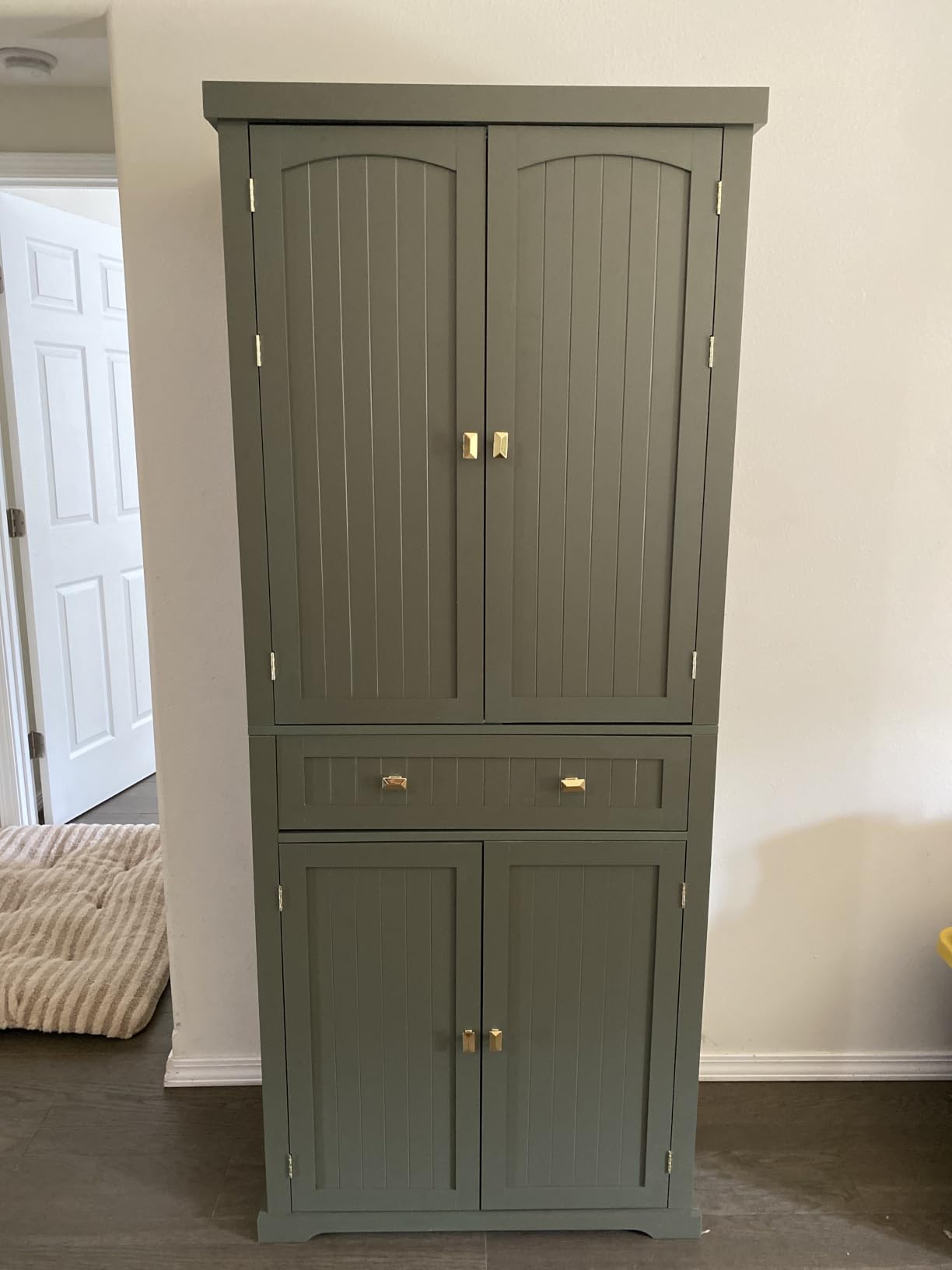 VASAGLE Pantry Cabinet, Freestanding Tall Cupboard with a Drawer, Freestanding cupboard with 2 cabinets, 4 adjustable shelves, 6 door shelves, White, UBBC561P31V2 customer photo 2
