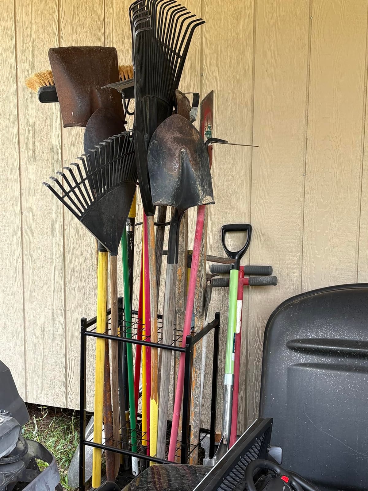 Garden Tool Organizer, Garage Tool Organizer & Garage Organization, Heavy Duty Steel Tool Storage Rack Holds 35 Rakes, Brooms Tools, Broom Holder and Mop Holder, Shed Organizer for Home Organization customer photo 2