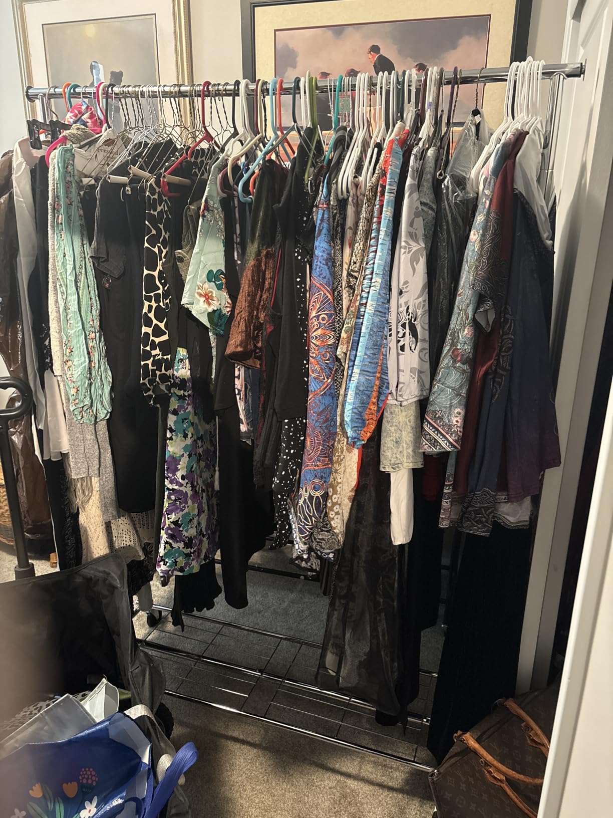 HYSEYY Heavy Duty Clothes Rack Load 450 LBS, Metal Garment Rack, Standing Rolling Clothing Rack for Hanging Clothes with Sturdy Wheels & Shelves, Portable Closet Wardrobe Rack, Sliver customer photo 1