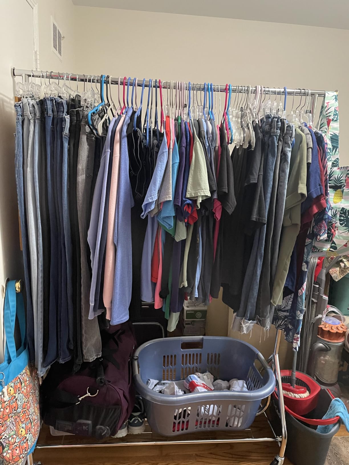 HYSEYY Heavy Duty Clothes Rack Load 450 LBS, Metal Garment Rack, Standing Rolling Clothing Rack for Hanging Clothes with Sturdy Wheels & Shelves, Portable Closet Wardrobe Rack, Sliver customer photo 2