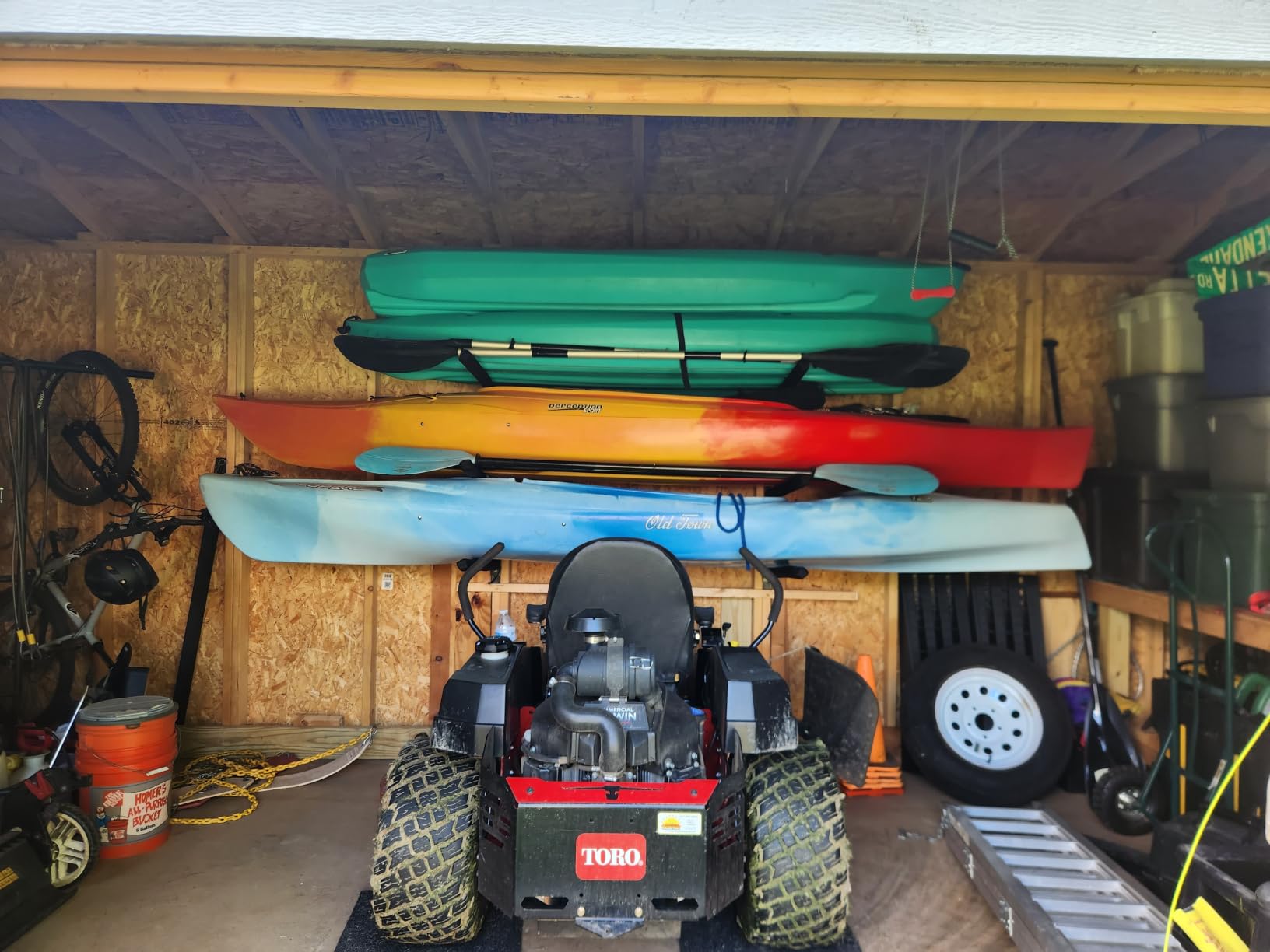 Bonnlo Kayak Storage Rack, Adjustable Heavy Duty Kayak Rack for Kayaks Paddle Boards, Kayak Paddle Holder for Garage, Spacesaver, Gentle on Padding, Boat Organizer customer photo 1