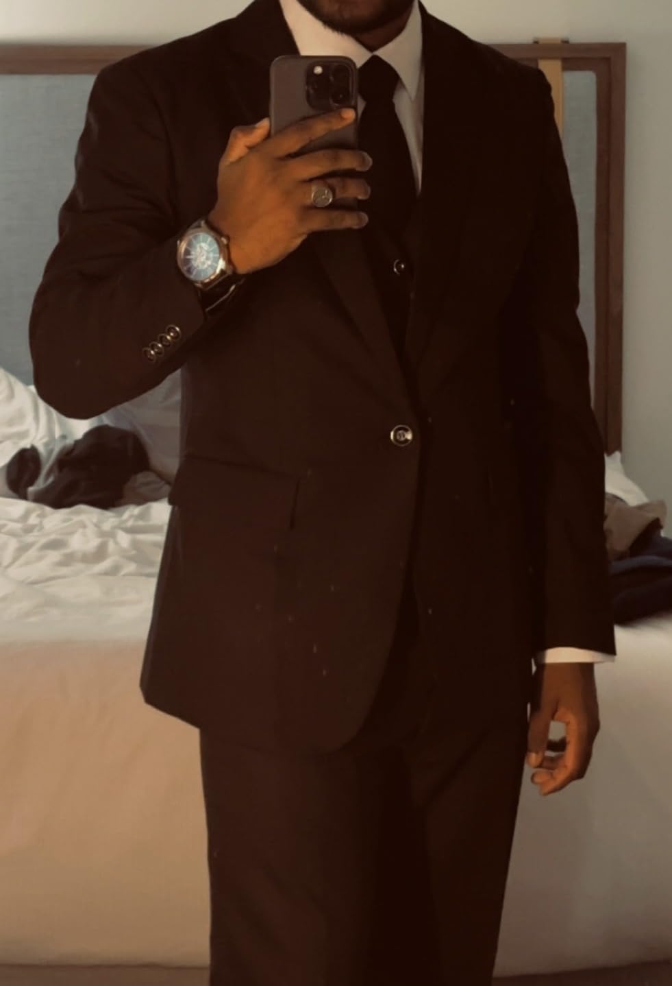 MAGE MALE Mens Suits Slim Fit 3 Piece Tuxedo Suit One Button Solid Prom Wedding Party Blazer Vest Pants Set with Tie customer photo 2
