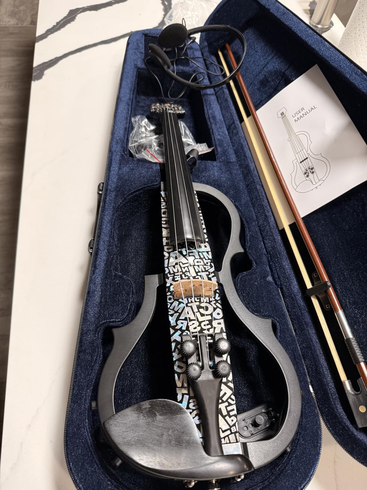 Premium Carbon Fiber Electric Violin Full Size 4/4, Professional Silent Electric Violin for Adults, Teens, Electric Fiddle with Pro Pick up - ZNDS-2304 customer photo 1