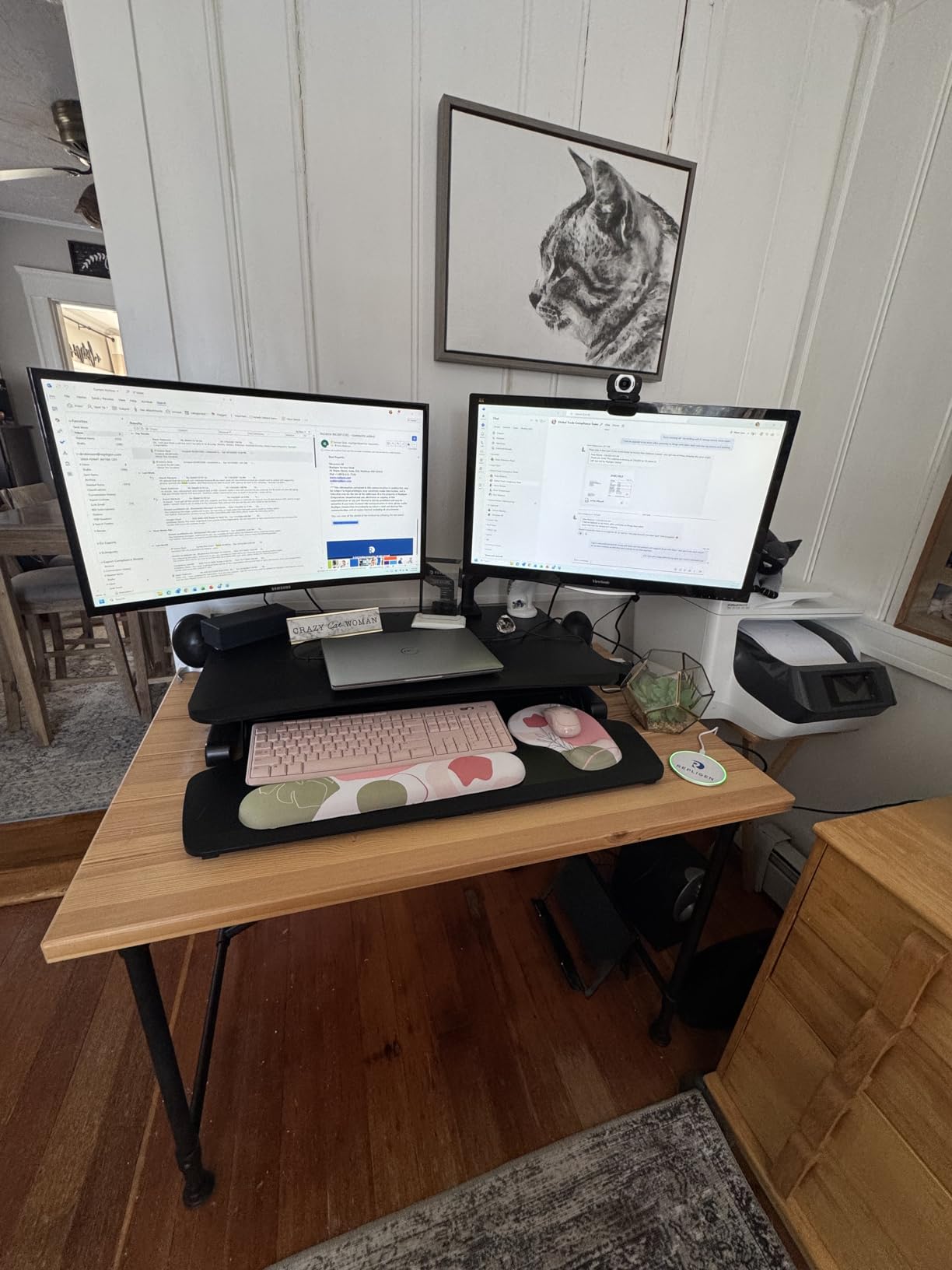 ErGear Dual Monitor Stand up to 33 inches Screen, Load-Bearing Max 22 lbs Each Arm, Adjustable Dual Monitor Mount, Sturdy Steel VESA Monitor Mount with Stable VESA 75x75 100x100mm customer photo 1