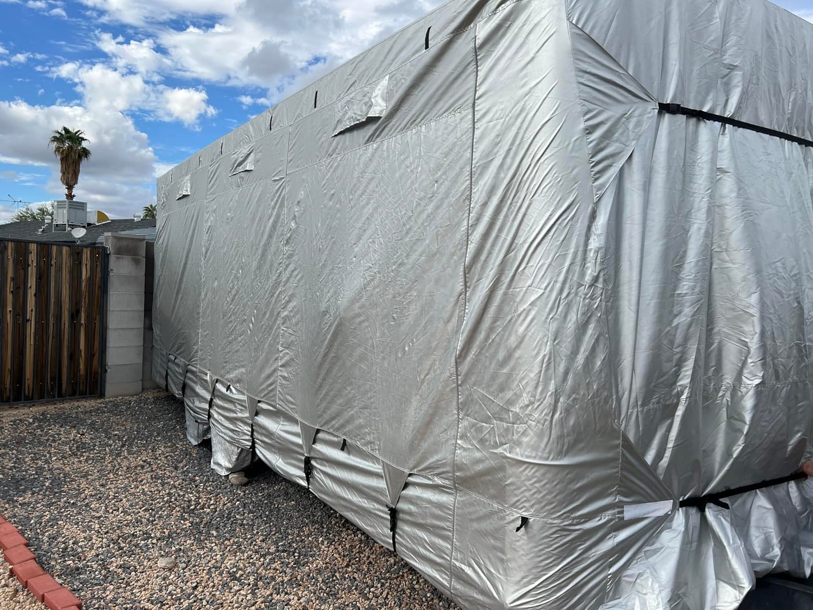 Mofeez Travel Trailer RV Cover, Extra-Thick Upgraded 7 Layers for Camper Cover 24'-27' Windproof Waterproof Rip-Stop RV Covers with Adhesive Repair Patches, 2Pcs Extra Straps & 4 Tire Covers customer photo 1