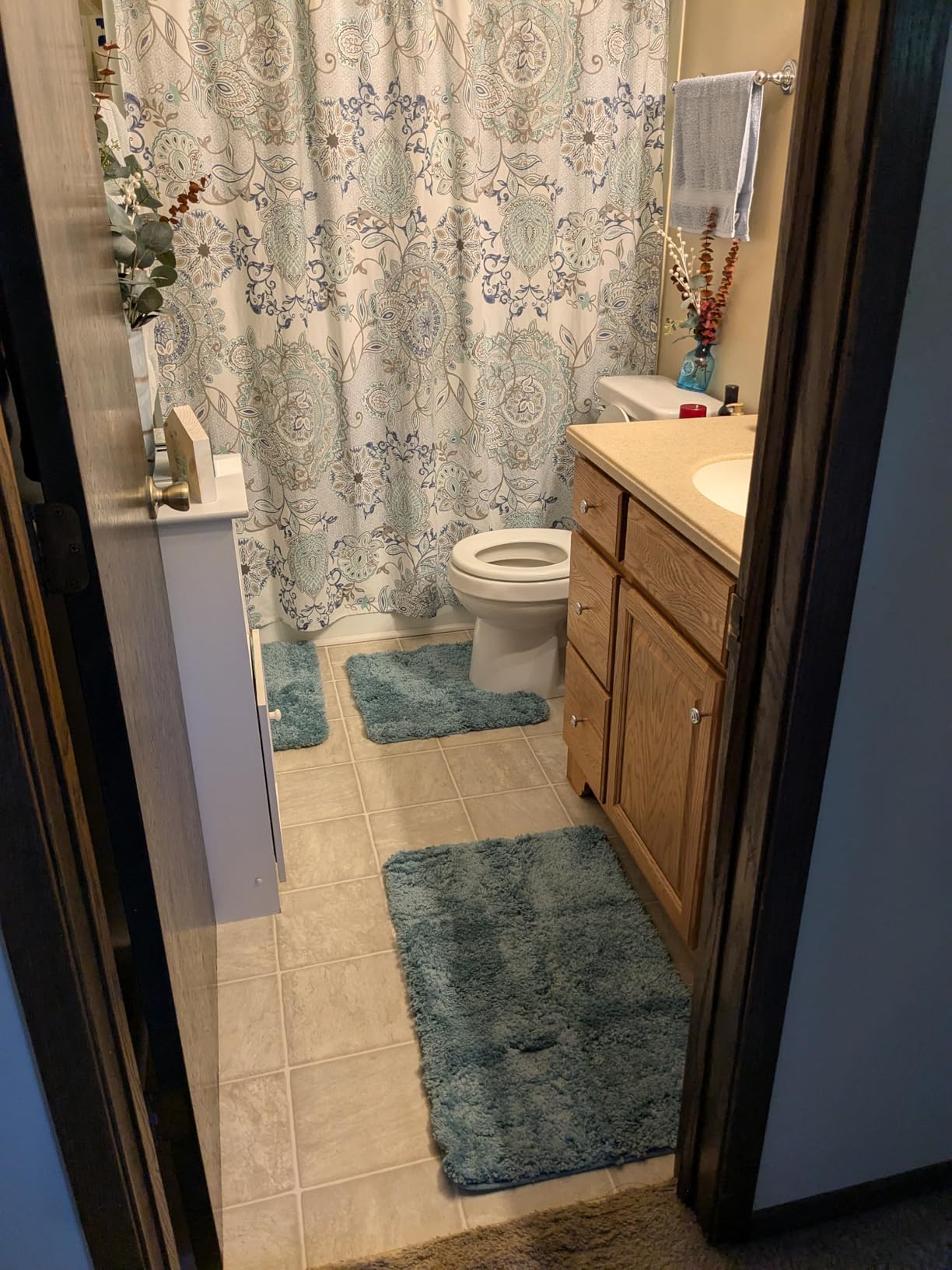 3 Pieces Luxury Bathroom Rug Set with U-Shaped Toilet Rug, Non-Slip Rubber Bottom, Thick Microfiber Fluffy Plush, Water absorption, Quick Dry, Ultra Soft, Bath Mats for Bathroom, Tub(Lake Blue) customer photo 2