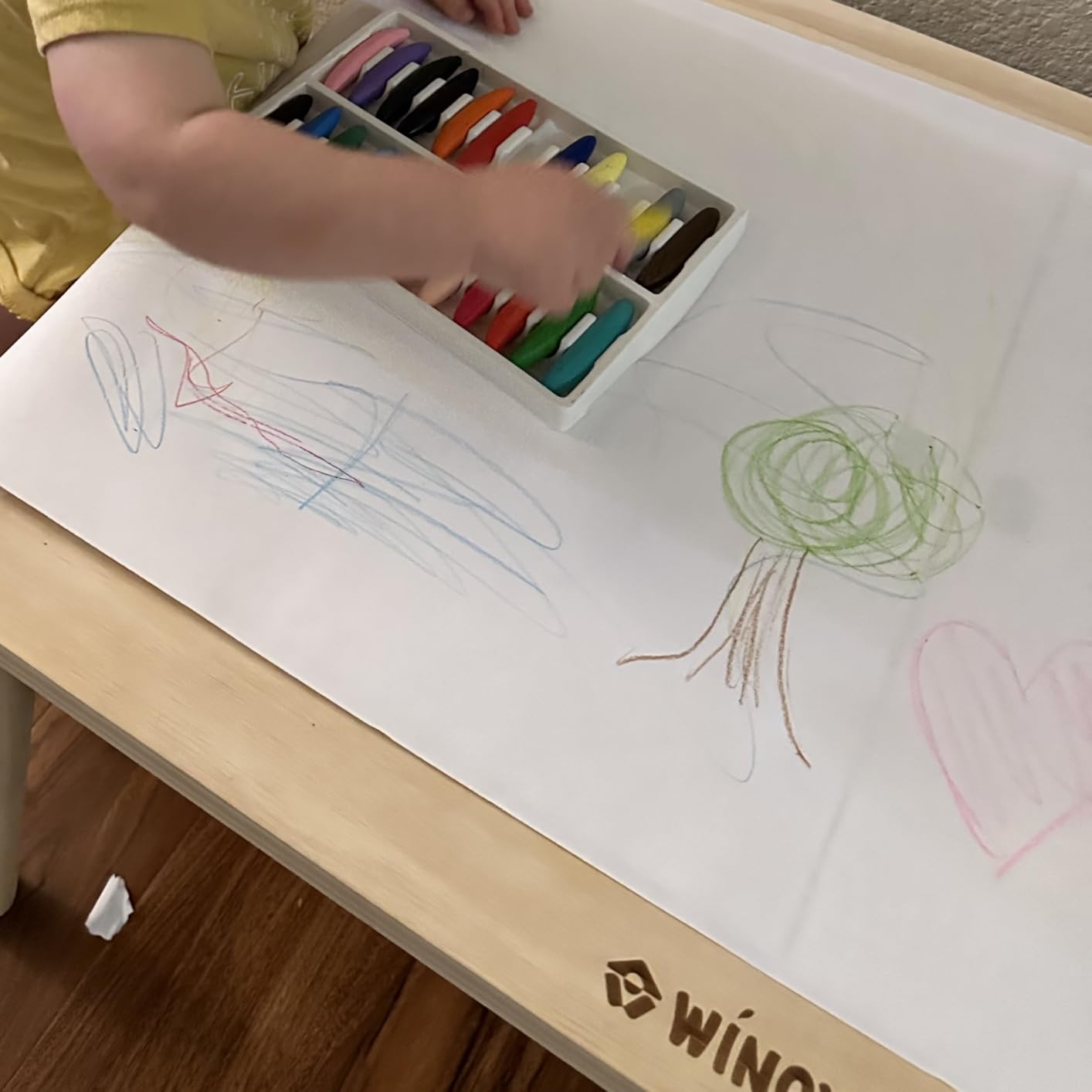 Sensory Table for Toddlers, Kids Table with 3 Storage Bins FSC Safe | Sand Water Table Graffiti Tabletop, Kids Art Table with Paper Holder, Toddler Activity Table for Play Study Storage 1-8 Gifts customer photo 2