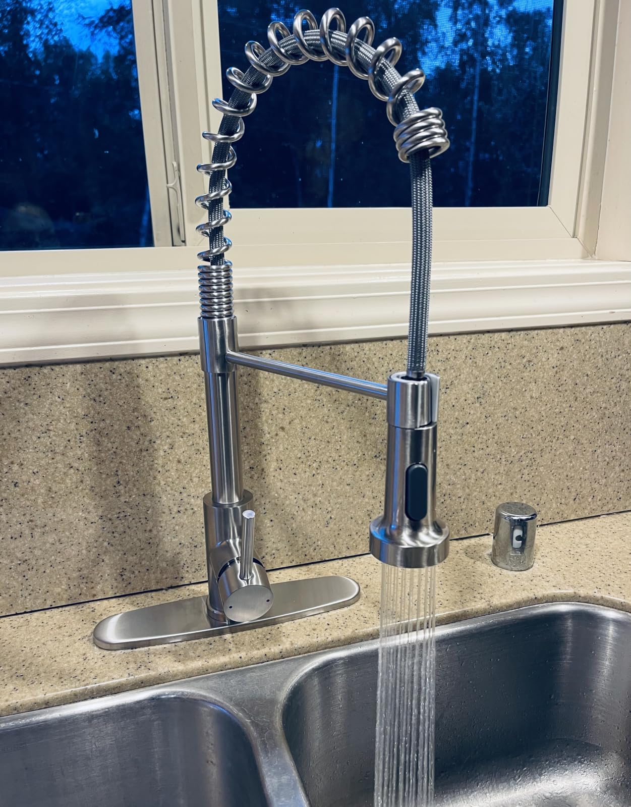 OWOFAN Touchless Pull Down Kitchen Faucet LED Light Brushed Nickel | Temperature LED Light, Single Handle Kitchen Faucet, Motion Sensor, Smart Hands-Free, Lead-Free Stainless Steel customer photo 2