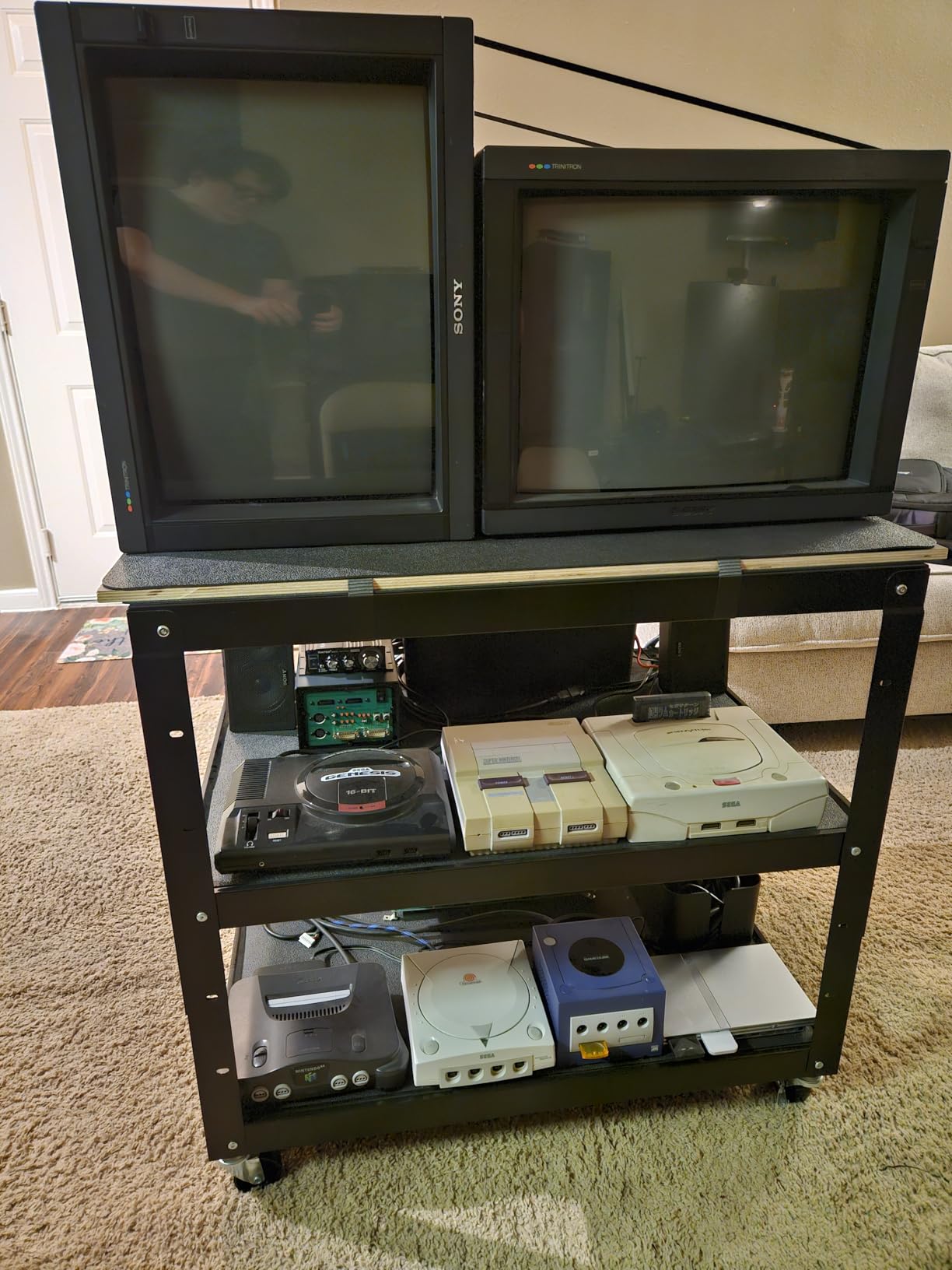 DNA Motoring Steel AV Cart with Extra Storage Cabinet, 30.8