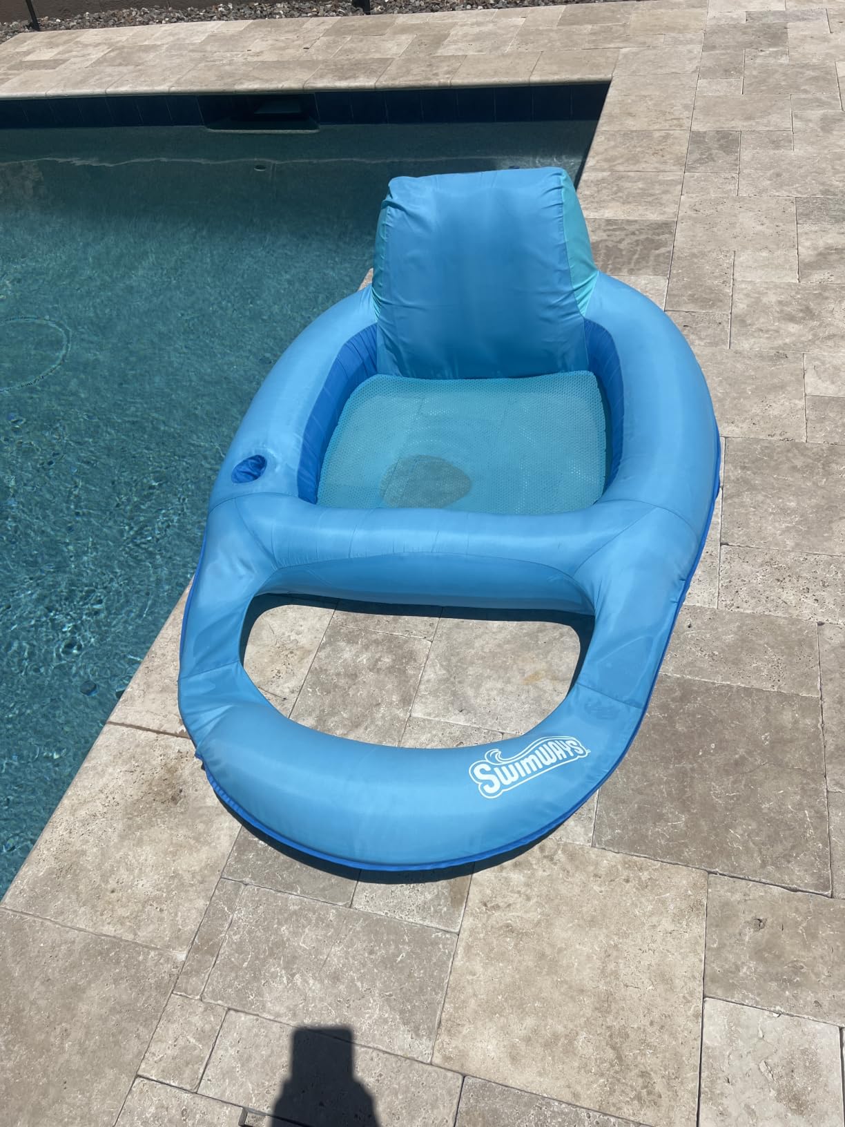 SwimWays Spring Float Recliner, Fast-Inflating Adult Pool Lounger; Ages 15+ | Patented Fast Inflation for Immediate Use During Travel, Fits Most Adults and Teens customer photo 2