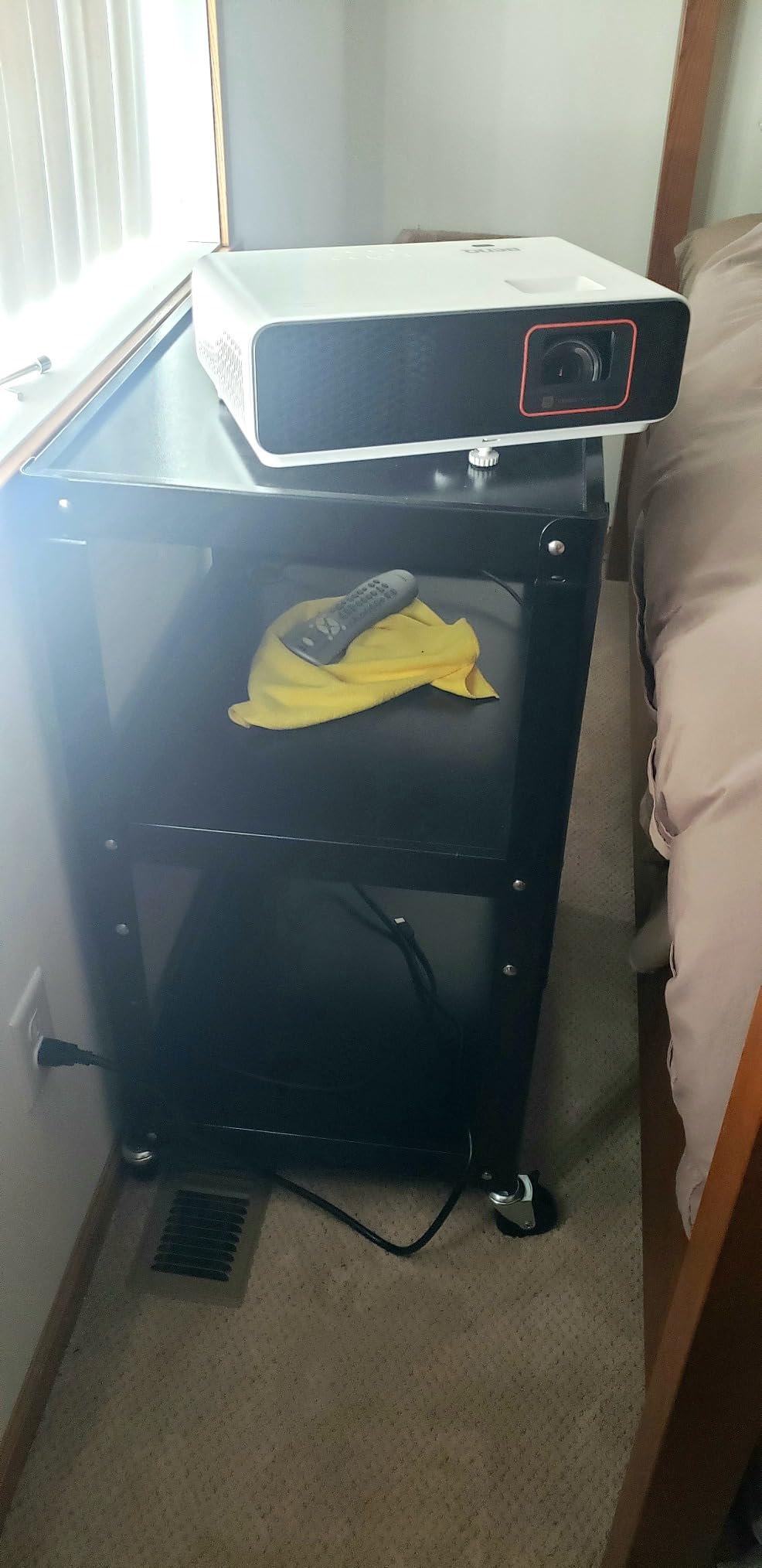 3 Shelf Metal Utility Cart - Durable Computer Cart on Wheels with Power Strip,Height Adjustable AV Presentation Cart Stand for Movie Projector,TV and Laptop Computers,Easy to Assemble, Black customer photo 2