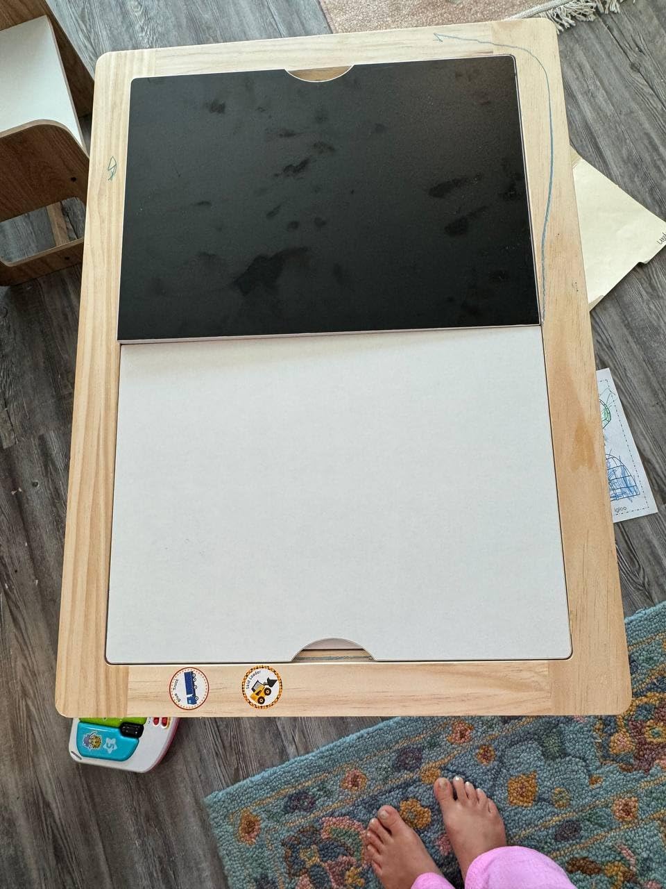 Ogears Sensory Table, Kids Activity Table, Wooden Play Table with Bins, Montessori Table, Chalk Board and Whiteboard customer photo 1
