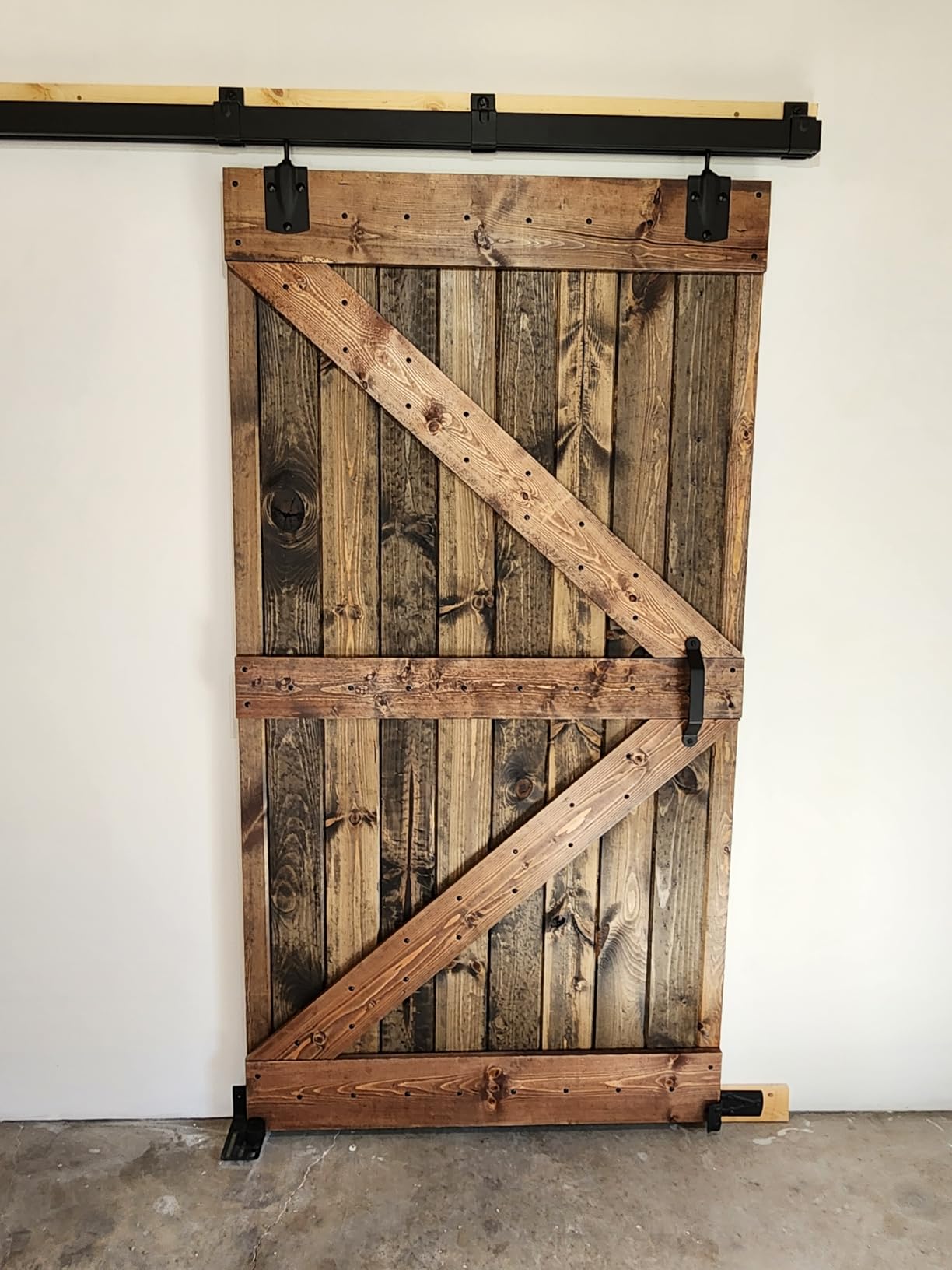 JUBEST 8FT Box Rail Exterior Barn Door Hardware Kit, Heavy-Duty Black Sliding Barn Door Track System, Wall Mount Door Hardware Kits (Door Not Included) customer photo 1