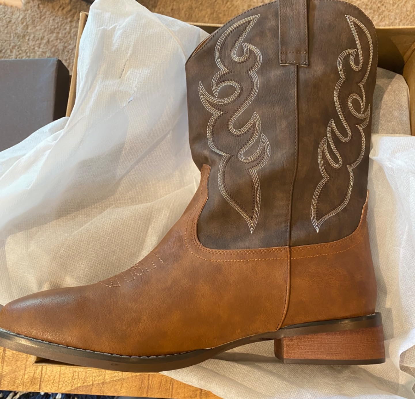 J's.o.l.e Wide Calf Cowboy Western Boots for Men, Brown customer photo 2