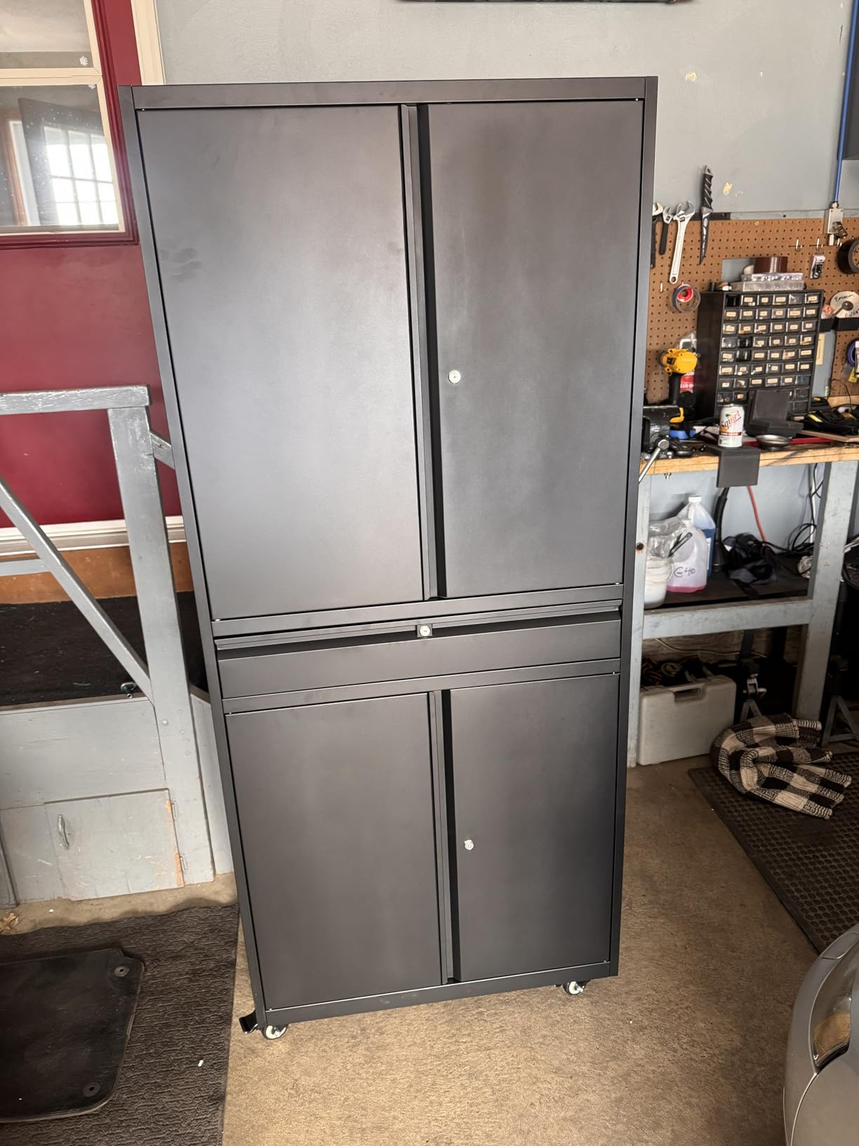 Yizosh Metal Garage Storage Cabinet with Locking Doors and Adjustable Shelves, 71