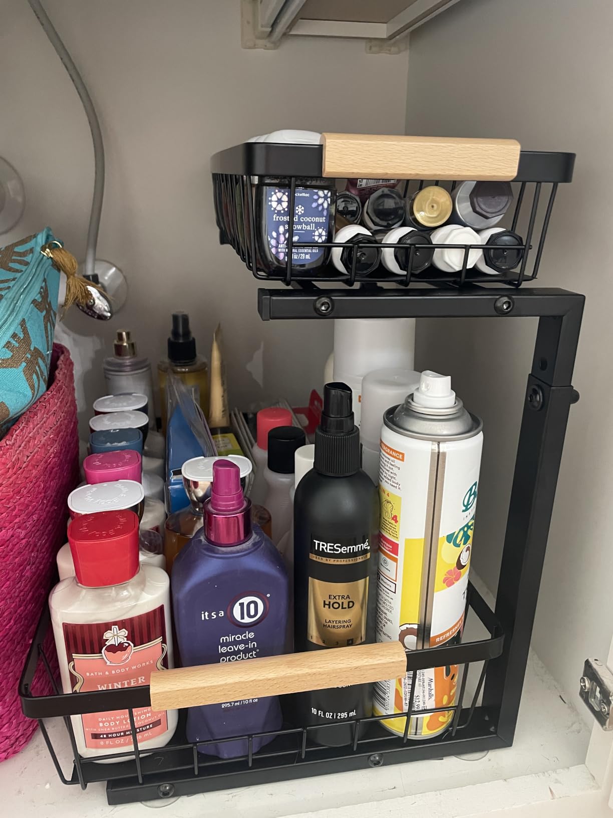 Kitstorack Under Sink Organizer, 2 Tier Under the Sink Storage, Slide out Pull out Cabinet Organizer Shelf, Metal Sliding Drawer for Kitchen Bathroom Pantry Closet Organization Rack, Black, 2 Pack customer photo 2