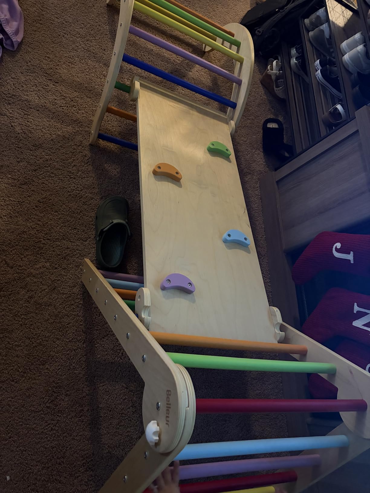 Pikler Triangle Set, 7-in-1 Foldable Climbing Toys for Toddlers 1-6 Years Old, Wooden Montessori Climbing Set with Arch, Ramp & Ladder, Baby Indoor Climber Jungle Gyms - Rainbow customer photo 1