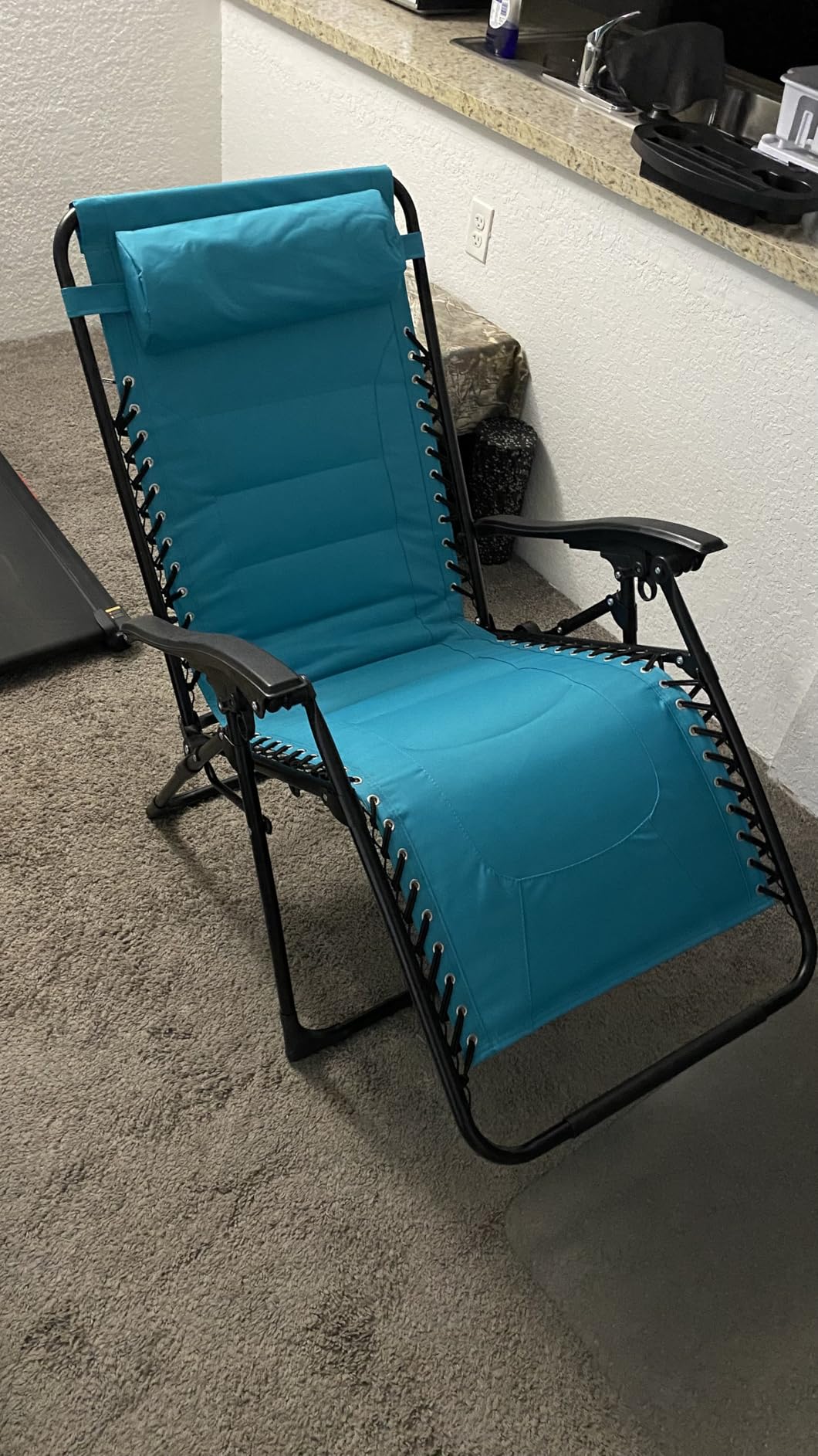 Best Choice Products Oversized Padded Zero Gravity Chair, Folding Outdoor Patio Recliner, XL Anti Gravity Lounger for Backyard w/Headrest, Cup Holder, Side Tray, Polyester Mesh - Navy/Brown customer photo 1