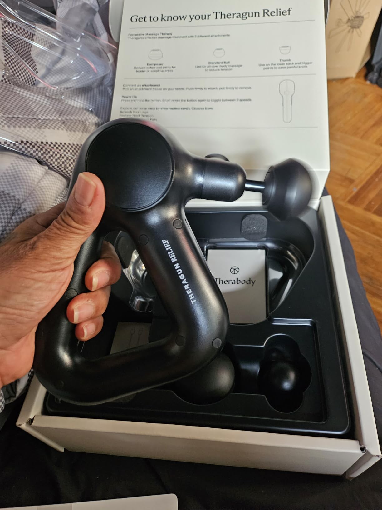 TheraGun Therabody Relief Massage Gun | for Daily Comfort | 3-Speed | Navy customer photo 1