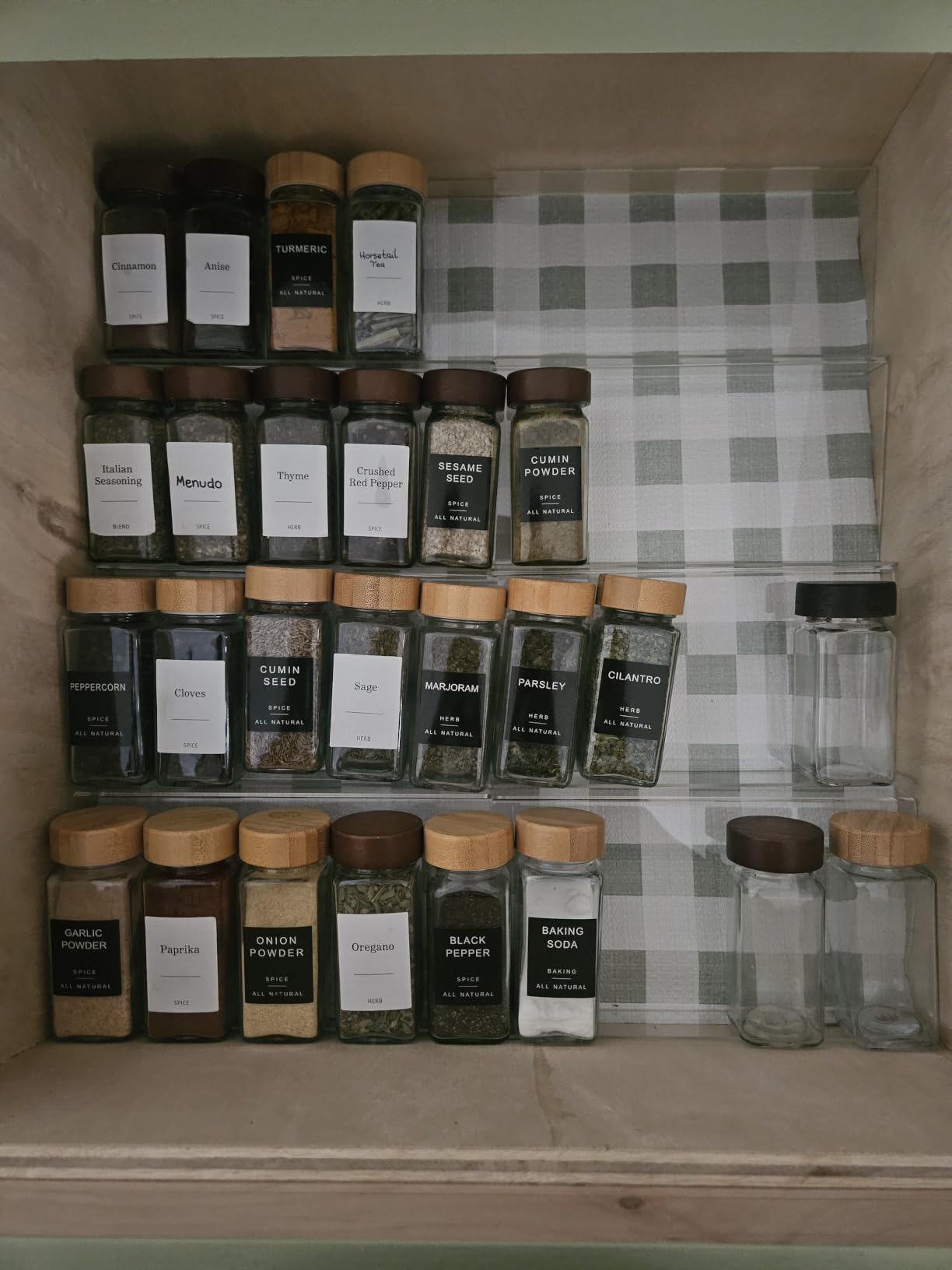 Spice Drawer Organizer 4 Tier, Acrylic Seasoning Organizer Rack, Small | Clear Spice Rack Tray, Kitchen Seasoning Jars Drawers Insert (Jars Not Included/ Expandable From 9