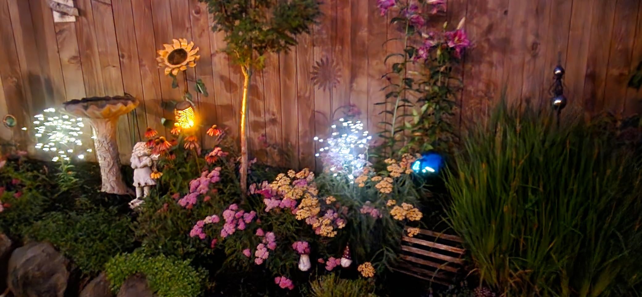 GIGALUMI Garden Decor Outdoor Lights 120LED 2Pack, Solar Garden Lights Outside Fairy Firework Decorative,Solar Powered for Yard Pathway Flowerbed Planter Balcony, Gifts for mom(Warm White) customer photo 2