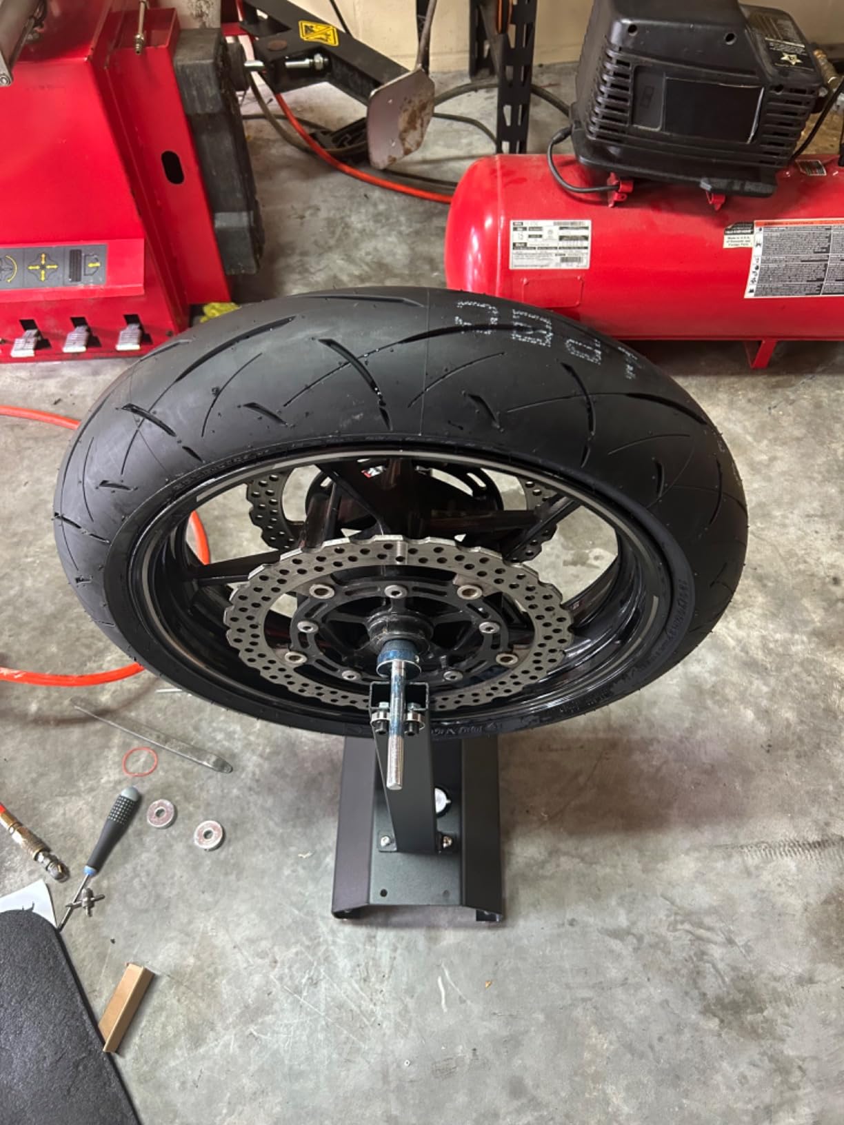 Motorcycle Wheel Balancer Stand, Static&Dynamic Tire Balancing Tool | For accurate motorcycle wheel balancing, supports static and dynamic tire alignment for most bikes, and off-road motorcycles customer photo 1