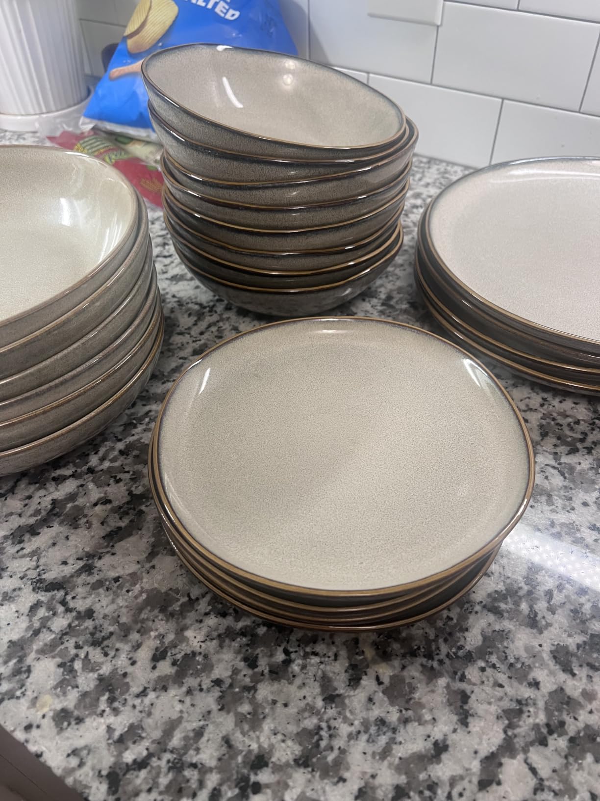 AmorArc Ceramic Dinnerware Sets for 8, 24Pcs Plates and Bowls Sets Dishes | Stoneware Handmade Reactive Glaze Dinner Set, Highly Scratch Resistant | Dishwasher & Microwave Safe Dishware-Cappuccino customer photo 2