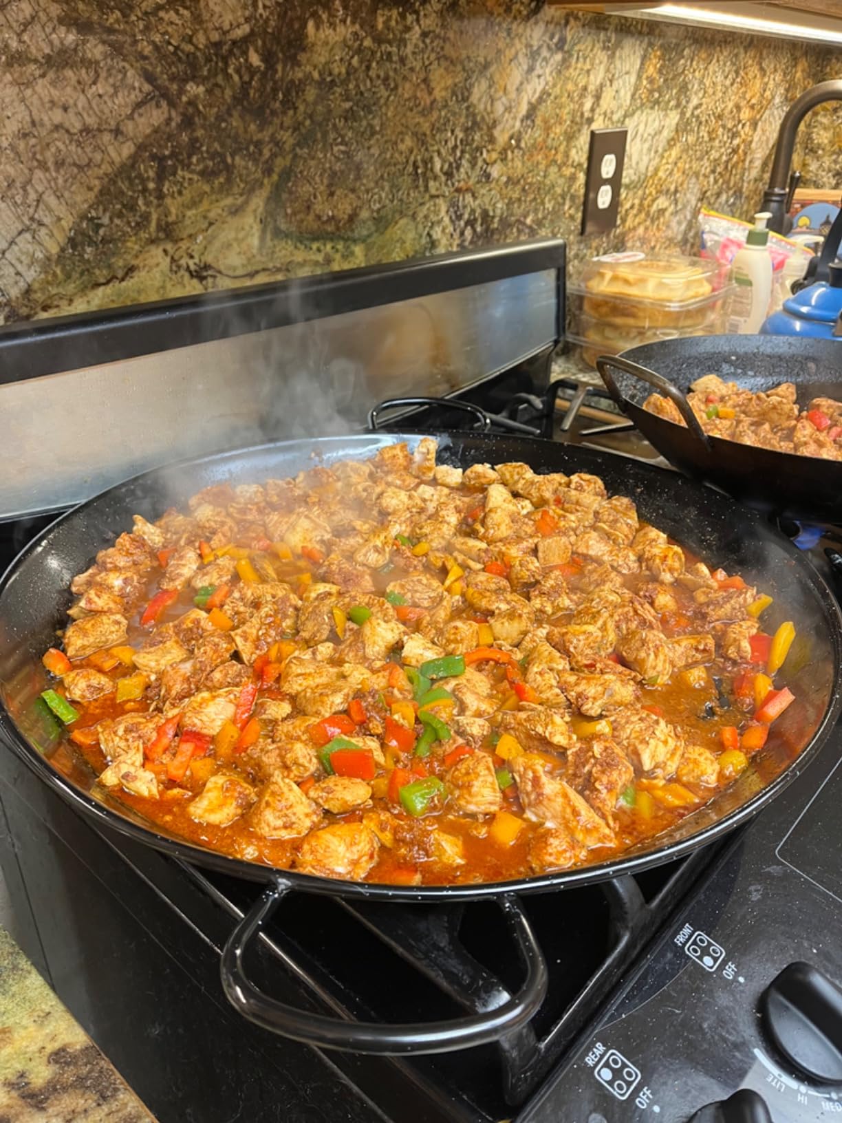 Paelluxe Paella Pan Enameled No-Rust Steel Skillet - 13 Inch, 6 Servings | 1.2mm Carbon Steel, Easy-Clean Enamel, Propane Safe, Oven Safe, Fits Stove Burners, Silicone Handle Holders customer photo 2