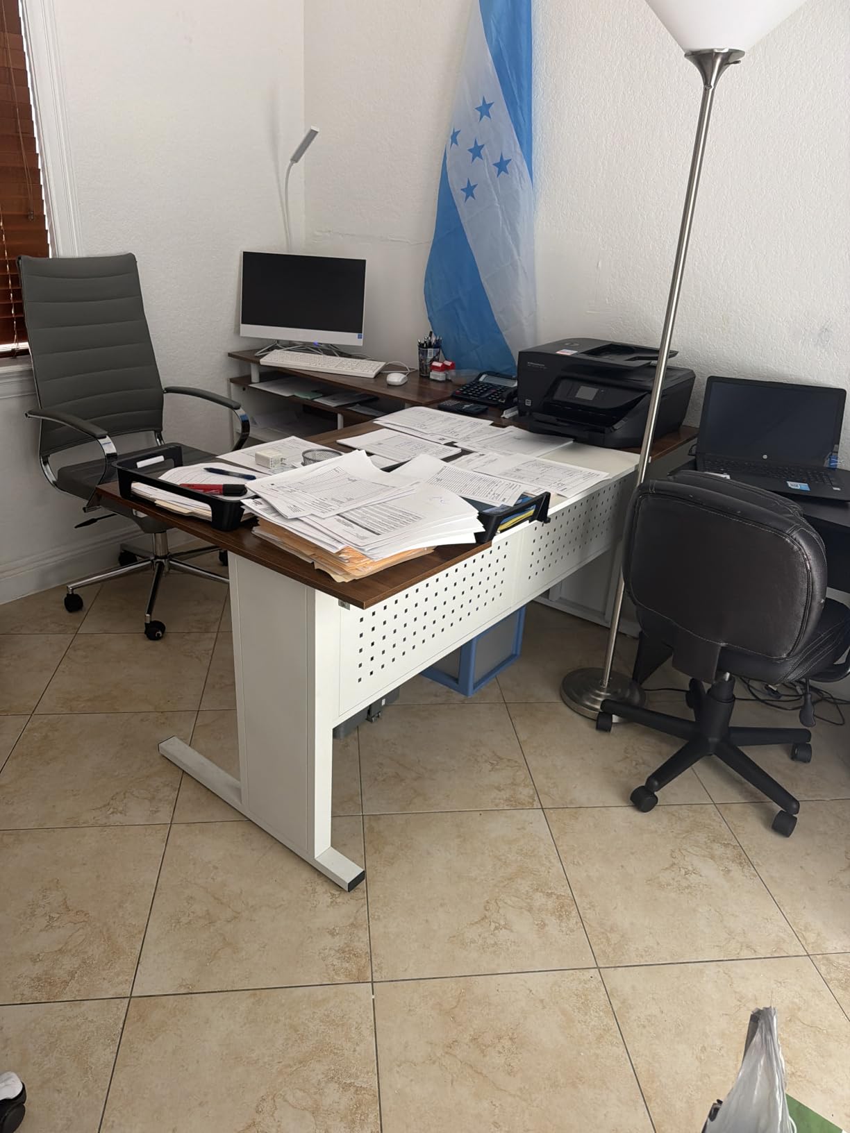 Tribesigns 63 Inch Executive Desk with File Cabinet, Large Office Desk L Shaped Computer Desk with Drawers and Storage Shelves, Business Furniture Desk Workstation for Home Office, Brown and Black customer photo 2