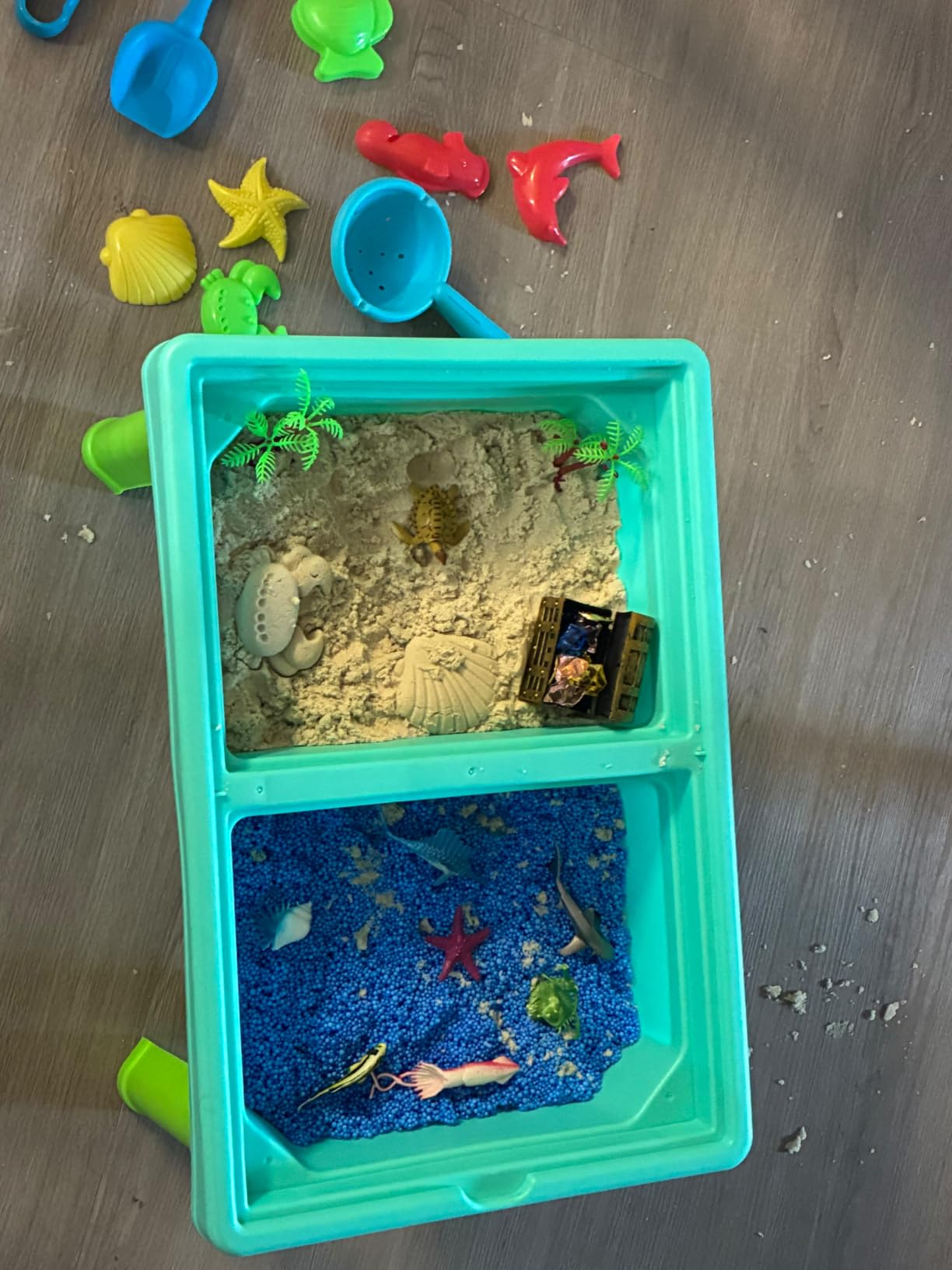 Carolart Ocean Sensory Table, Sand Table, Standing Sensory Bin | Activity Table, indoor outdoor sand kit for sensory play, ocean toys and water table for boys and girls ages 3+ customer photo 1