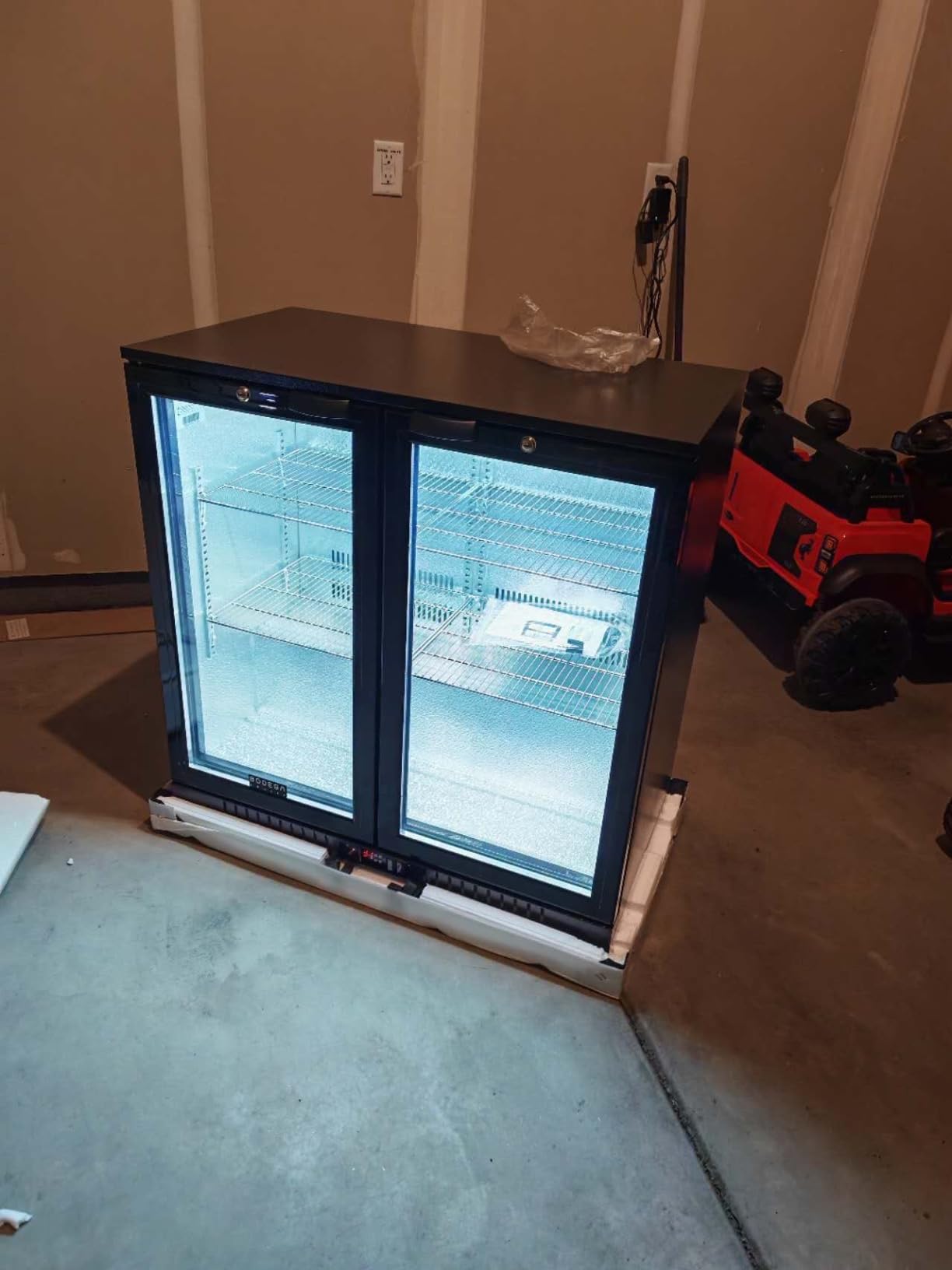BODEGACOOLER Back Bar Cooler, 2 Door Commercial Beverage Refrigerator | 7.4 Cu.Ft Holds 209 Cans/117 Bottles, Under Counter Bar Fridge with LED light & Low-E Self-Closing Glass Doors customer photo 1