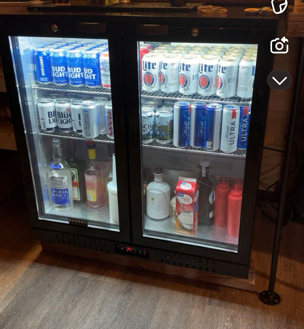 BODEGACOOLER Back Bar Cooler, 2 Door Commercial Beverage Refrigerator | 7.4 Cu.Ft Holds 209 Cans/117 Bottles, Under Counter Bar Fridge with LED light & Low-E Self-Closing Glass Doors customer photo 2