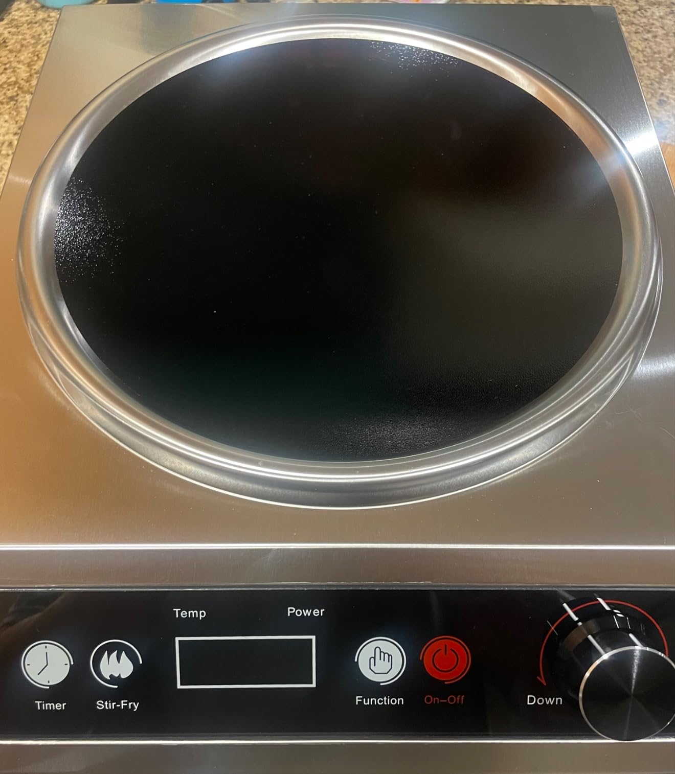 1800W Electric Wok Used For Home And Commercial, Induction Wok With Concave Surface Stainless Steel Strong Power Dual Control Mode 10 Power And Temp 24H Timer Induction Cooktop For Cooking customer photo 1