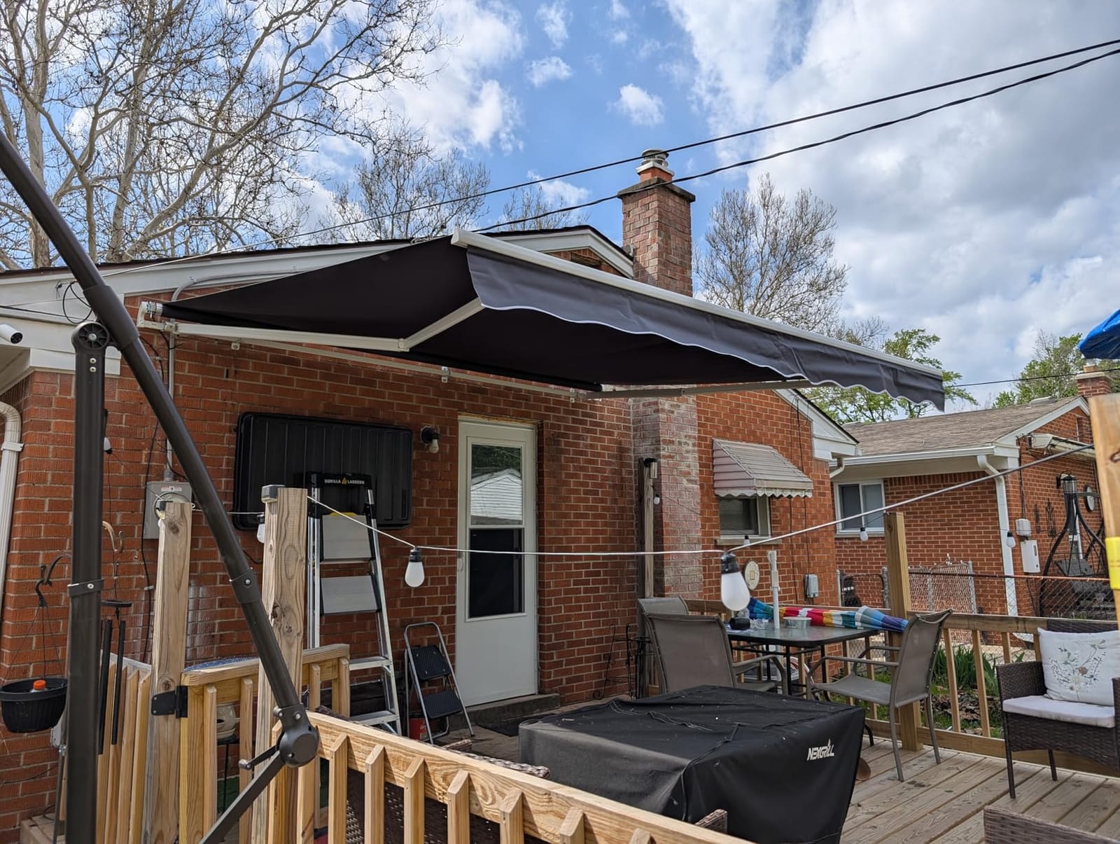 Outsunny 10' x 8' Electric Awning Retractable UV Protection Dark Gray | UV Protection, Shelter, Remote Controller, Manual Crank Handle, for Deck, Balcony, Yard customer photo 1