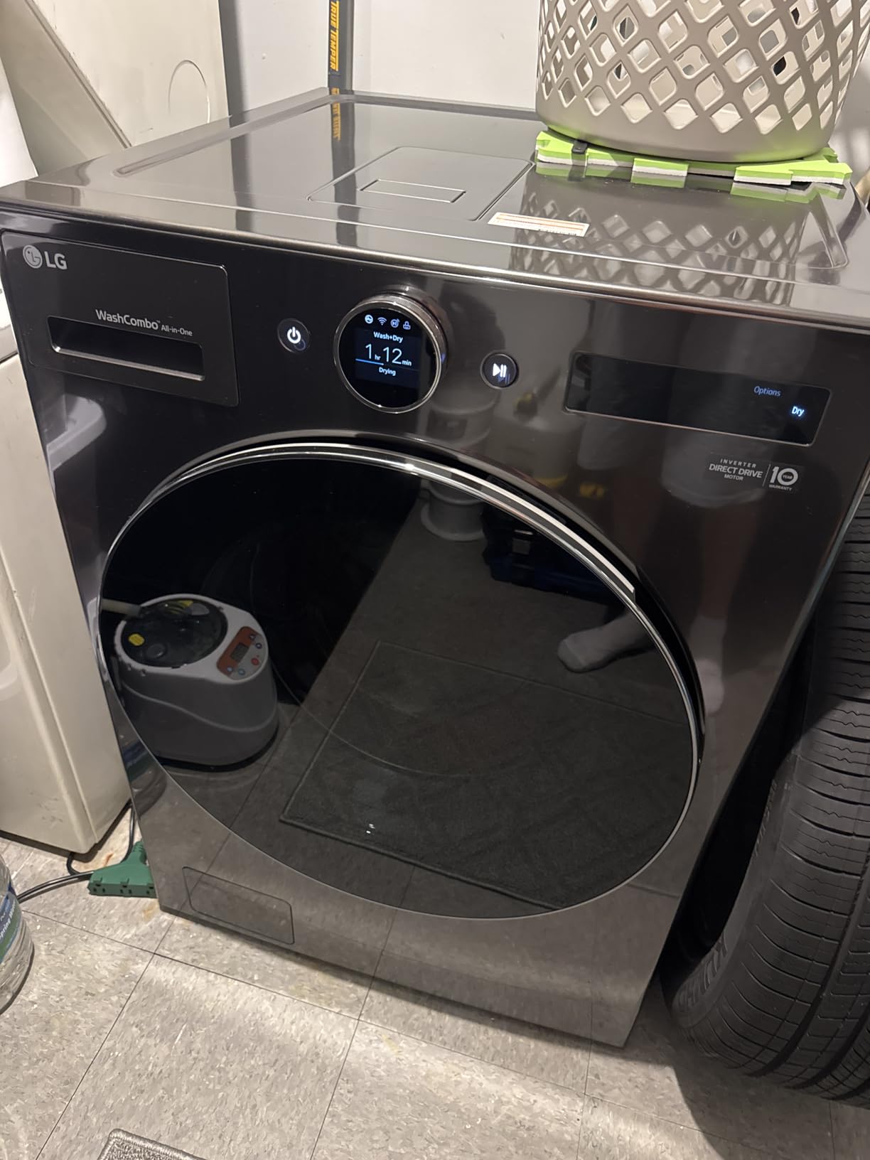 LG 5.0 cu. ft. Mega Capacity Smart Front Load Electric All-in-One Washer Dryer Combo with TurboWash360 WiFi in Black Steel customer photo 1