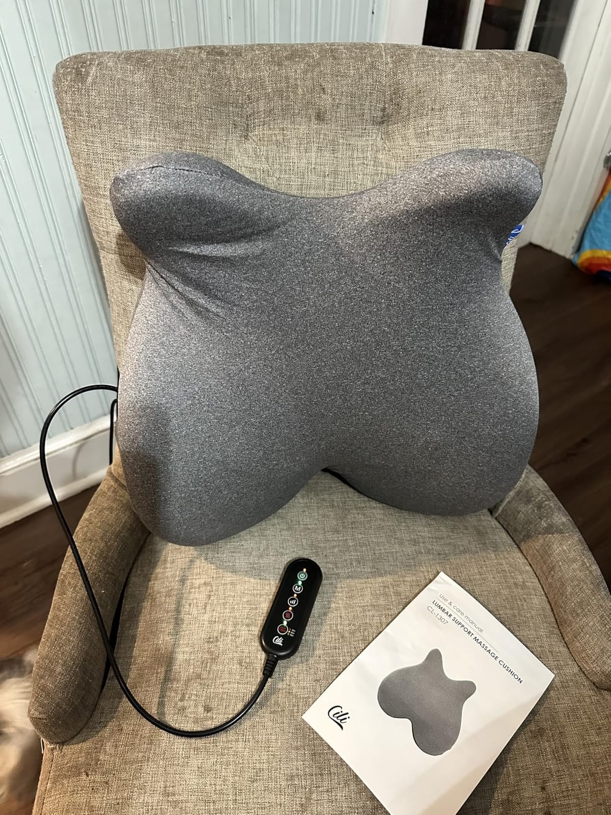CILI Heated Lumbar Support Pillow for Office Chair, Ergonomic Back Support Cushion with Vibration, Memory Foam Chair Back Massager,Gifts for Mom Dad customer photo 1