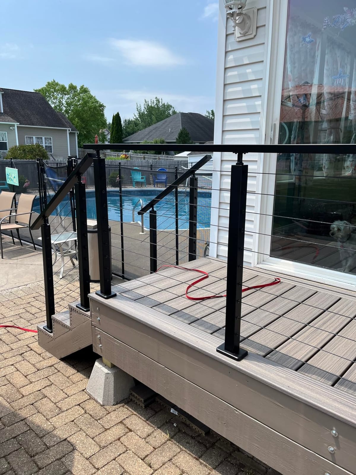 Muzata 16-20ft Modular Cable Railing Kit for Deck Surface Mount 36in RW49 | 5 Level Post Kit with Wire Rope & Cable Railing Hardware, No Handrail, Black Cable Railing System, Length Adjustable customer photo 2