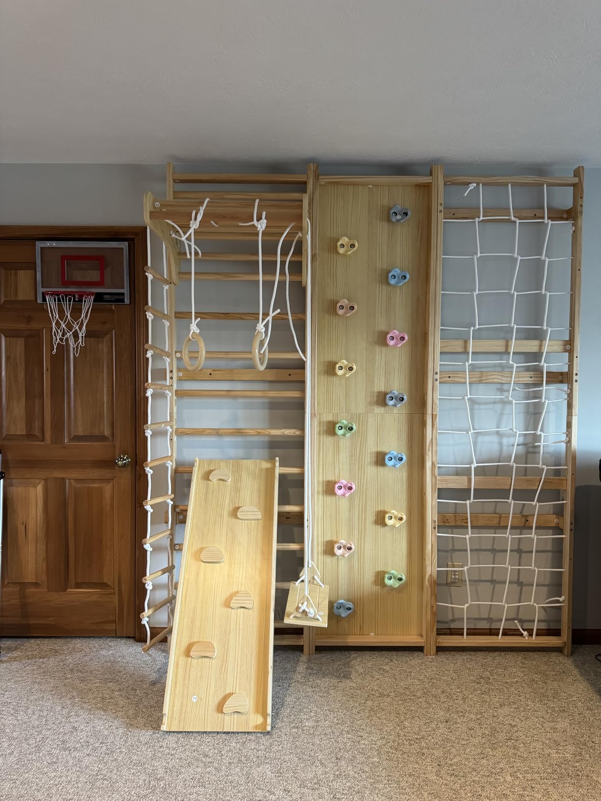 Avenlur Walnut 9-in-1 Swedish Ladder Wall Gym Kids, Indoor Climbing Wall | 2 Heights: 78.8