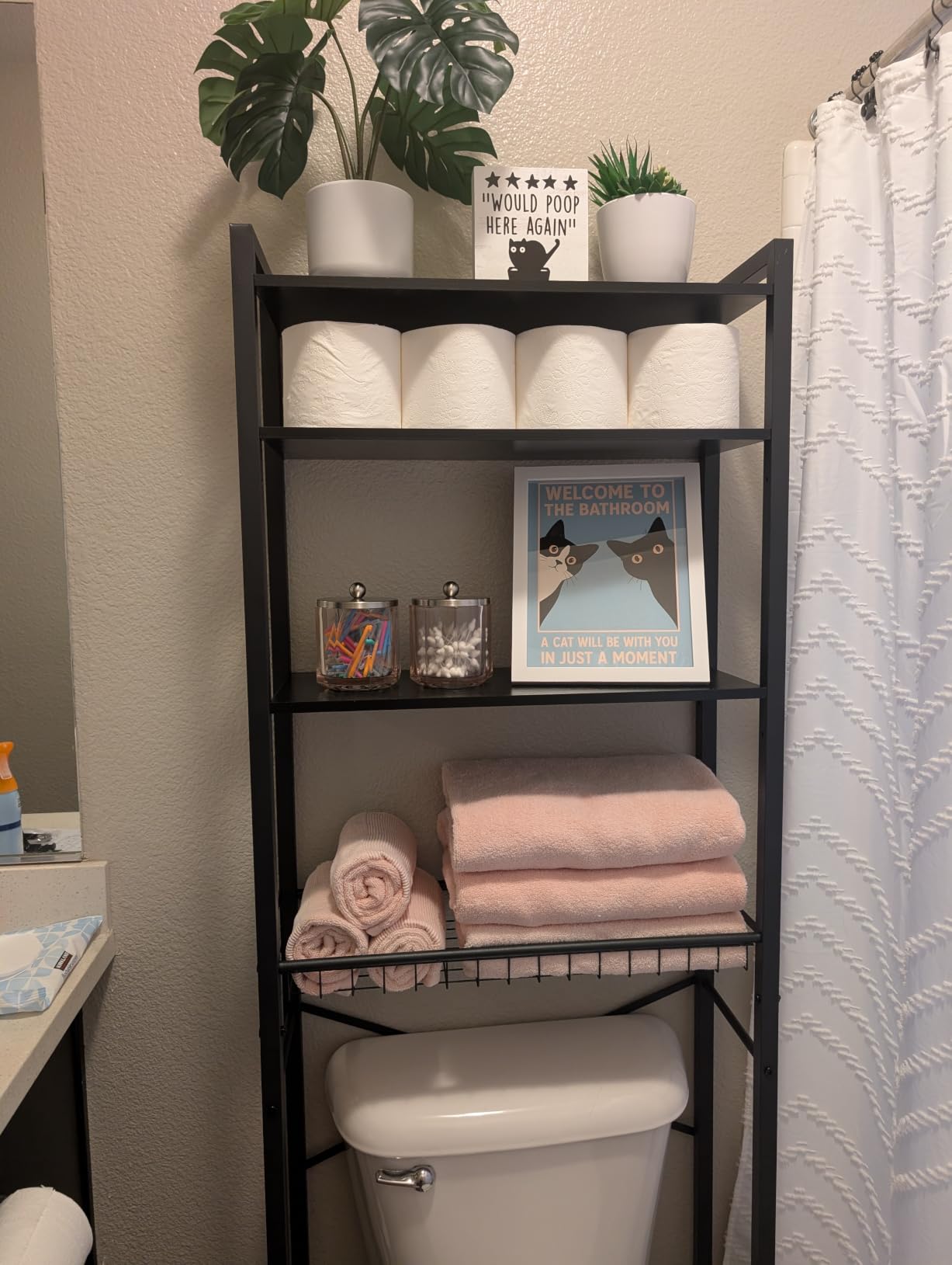 Kalrin Over-The-Toilet Storage Rack, 4-Tier Bathroom Organizer Shelf Over Toilet with Adjustable Shelf and Basket, Vintage Brown customer photo 2