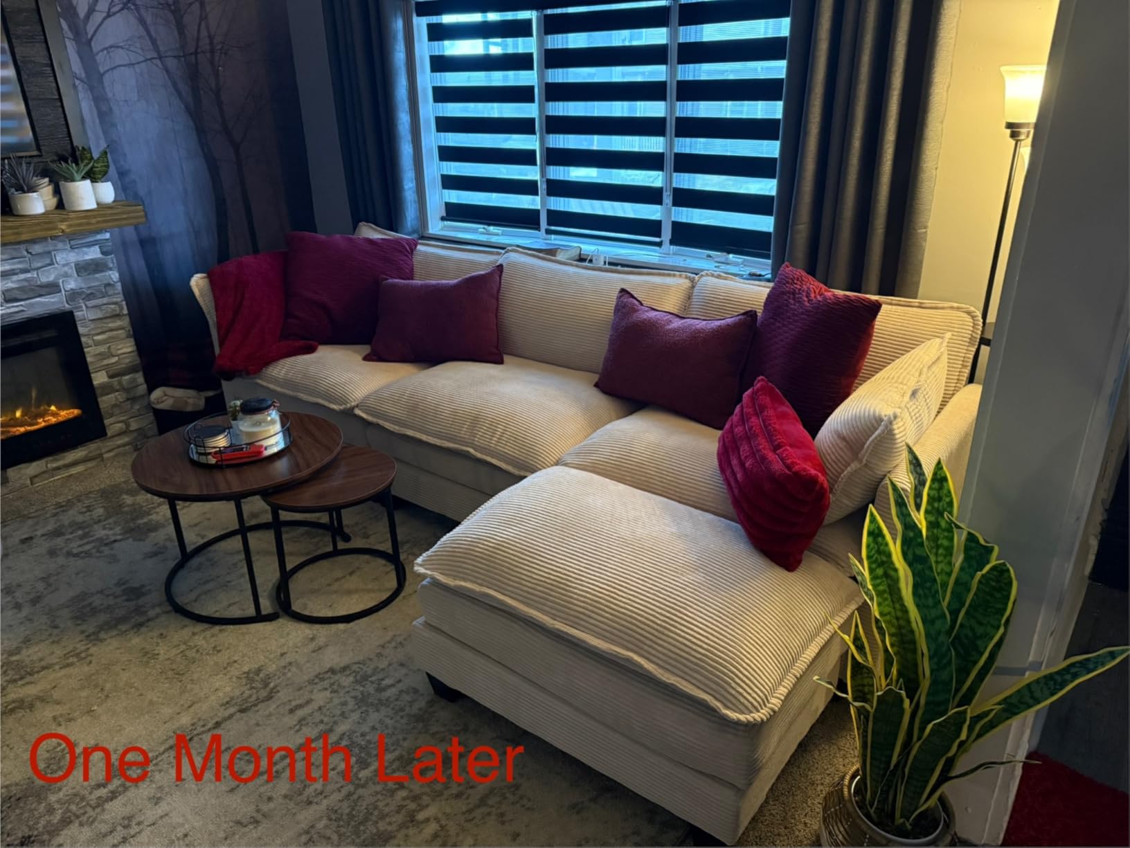 ROWY 112'' Modular Sectional Cloud Couch with Movable Ottoman, 4 Seat Modern Corduroy Sofa, Deep Seat L Shaped Couch for Living Room Bedroom Apartment, Beige customer photo 1