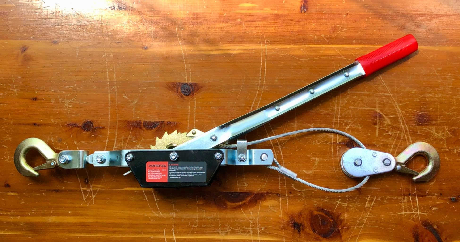 Come Along Winch, 2 Ton Capacity with 12FT Steel Cable, Heavy Duty Come Along Tool with Dual Gears, 2 Hooks, Hand Winch Tool for Road Vehicle Recovery and Pulling Tree, Fence Stretcher, Frame customer photo 1