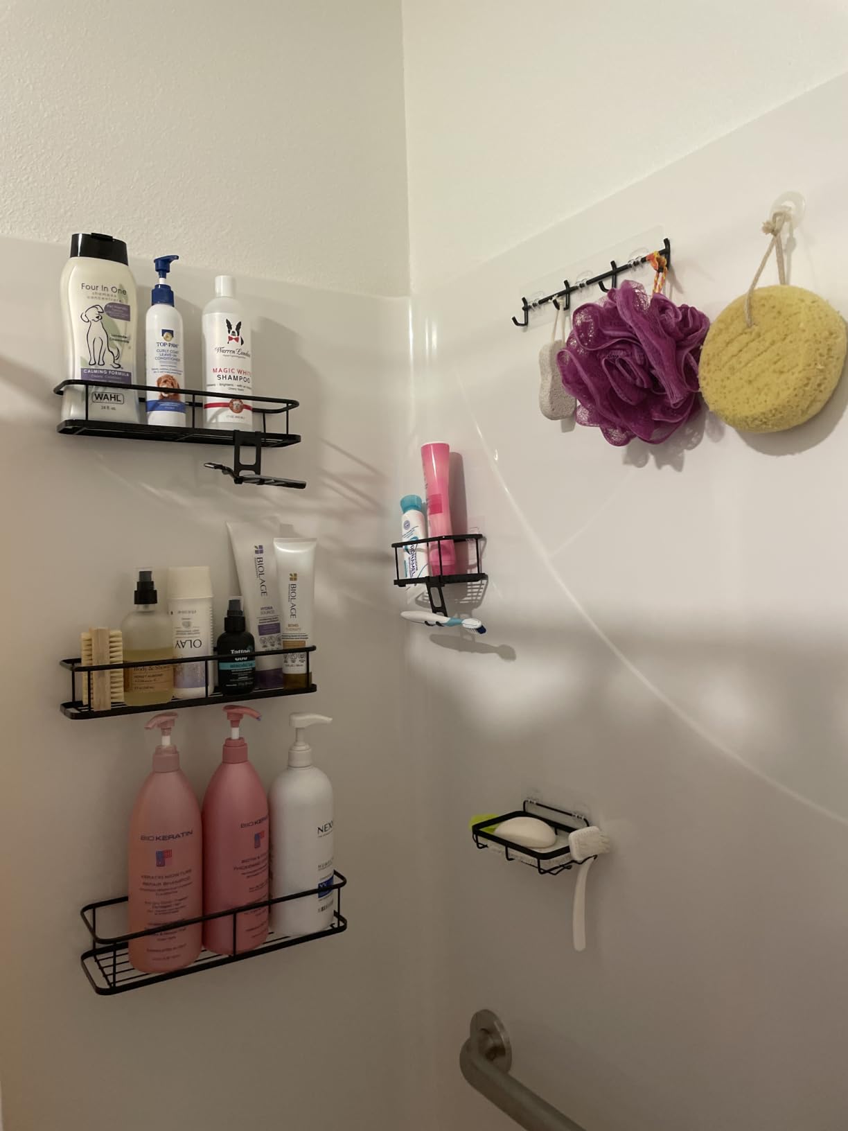 Shower Caddy Adhesive, Rustproof Shower Organizer with Soap Holder, Large Capacity Shower Shelves for Inside Shower, No Drilling Bathroom Organizers and Storage for Home Decor 6 Pack Black customer photo 1