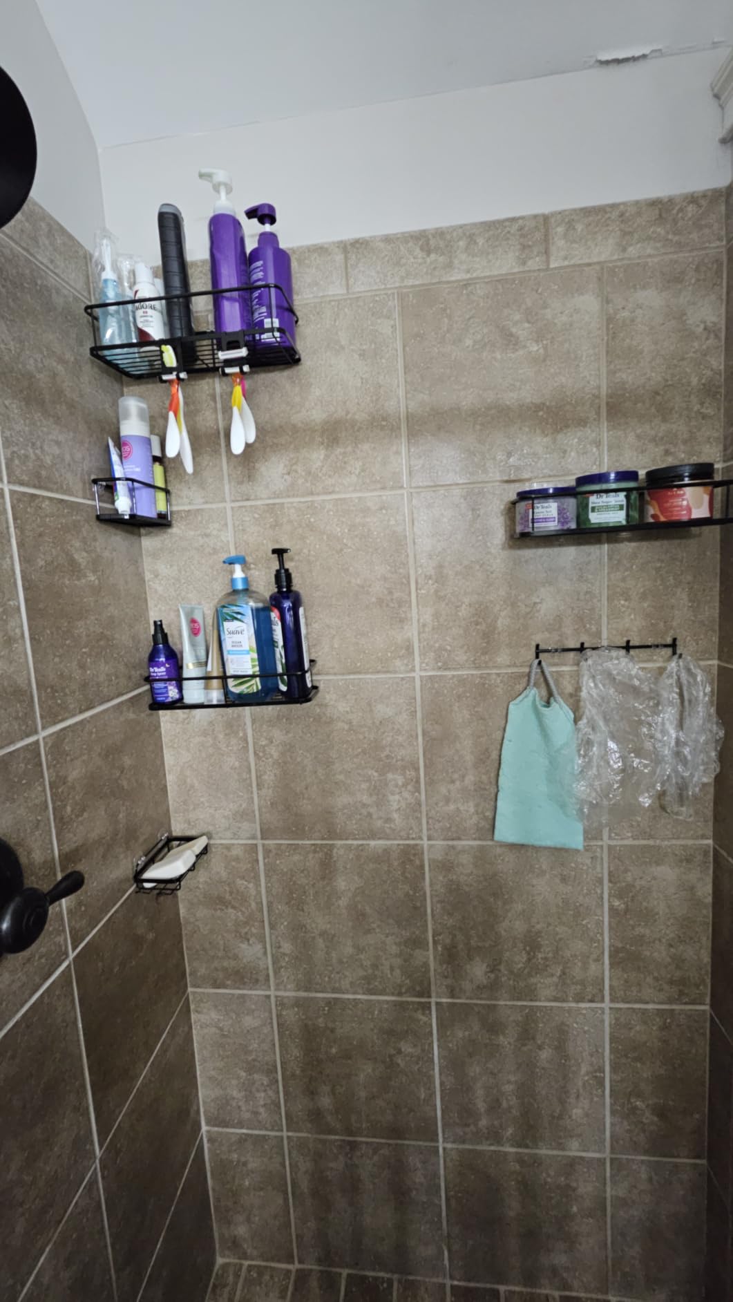Shower Caddy Adhesive, Rustproof Shower Organizer with Soap Holder, Large Capacity Shower Shelves for Inside Shower, No Drilling Bathroom Organizers and Storage for Home Decor 6 Pack Black customer photo 2