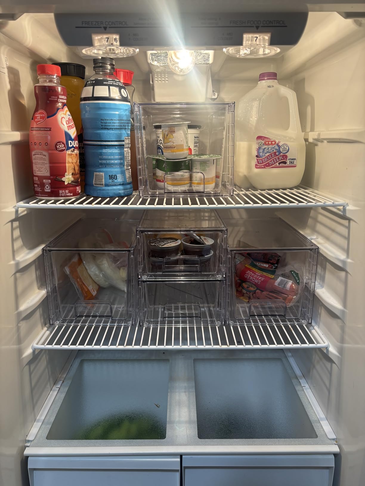 Vtopmart 4 Pack Stackable Clear Pantry Storage Drawers, Large | Large Clear Drawers with Handles. Stackable, Easy to Assemble, Non-slip and Sturdy for Pantry, Kitchen, Cabinet & Bathroom. customer photo 2