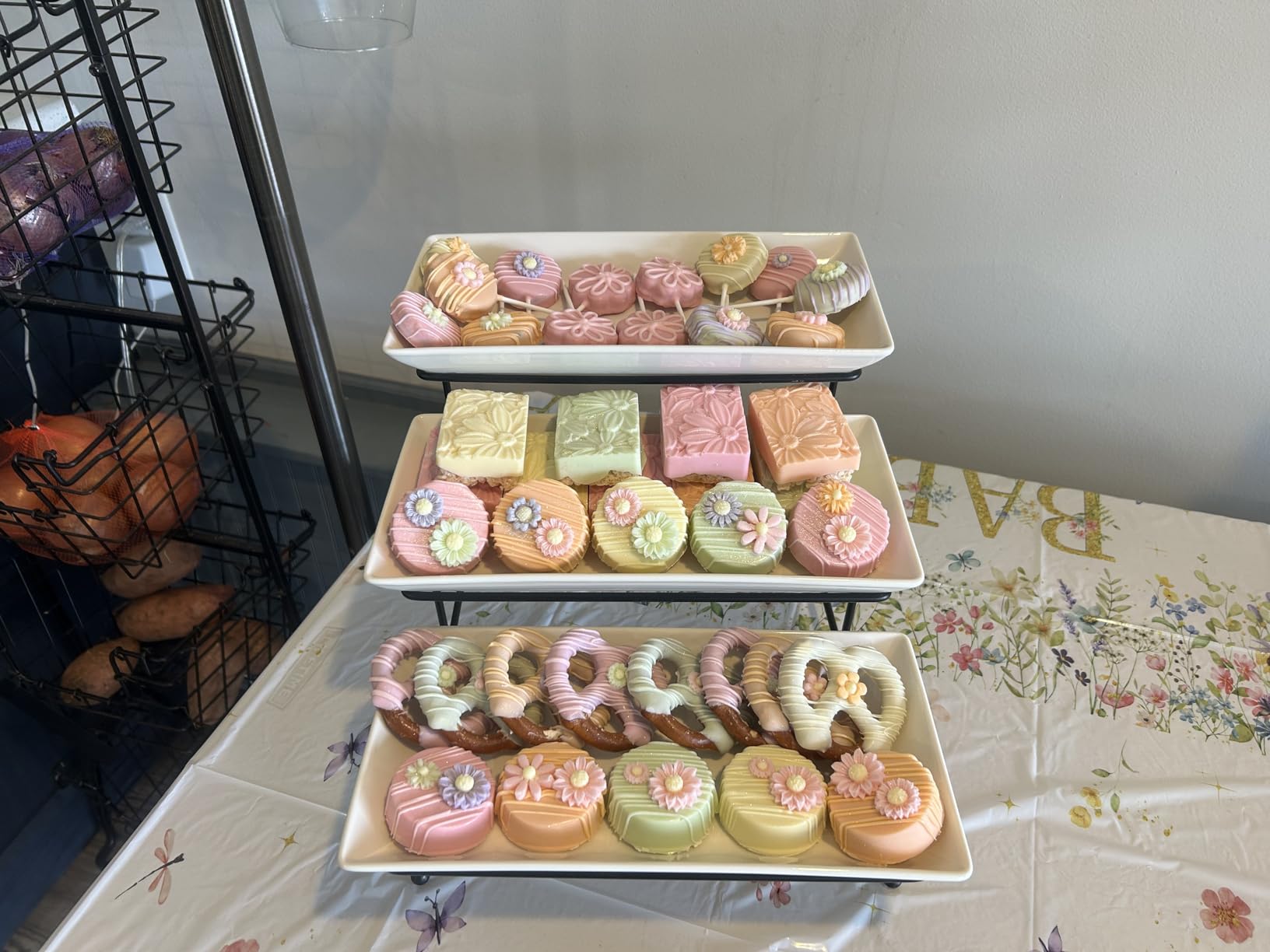 MALACASA 3 Tier Serving Trays for Party, Porcelain Serving Platters and Trays, 12 Inch Tiered Tray Stand, Fruit Tray, Trays for Serving Food, White Dessert Stand with Collapsible Sturdier Metal Rack customer photo 1