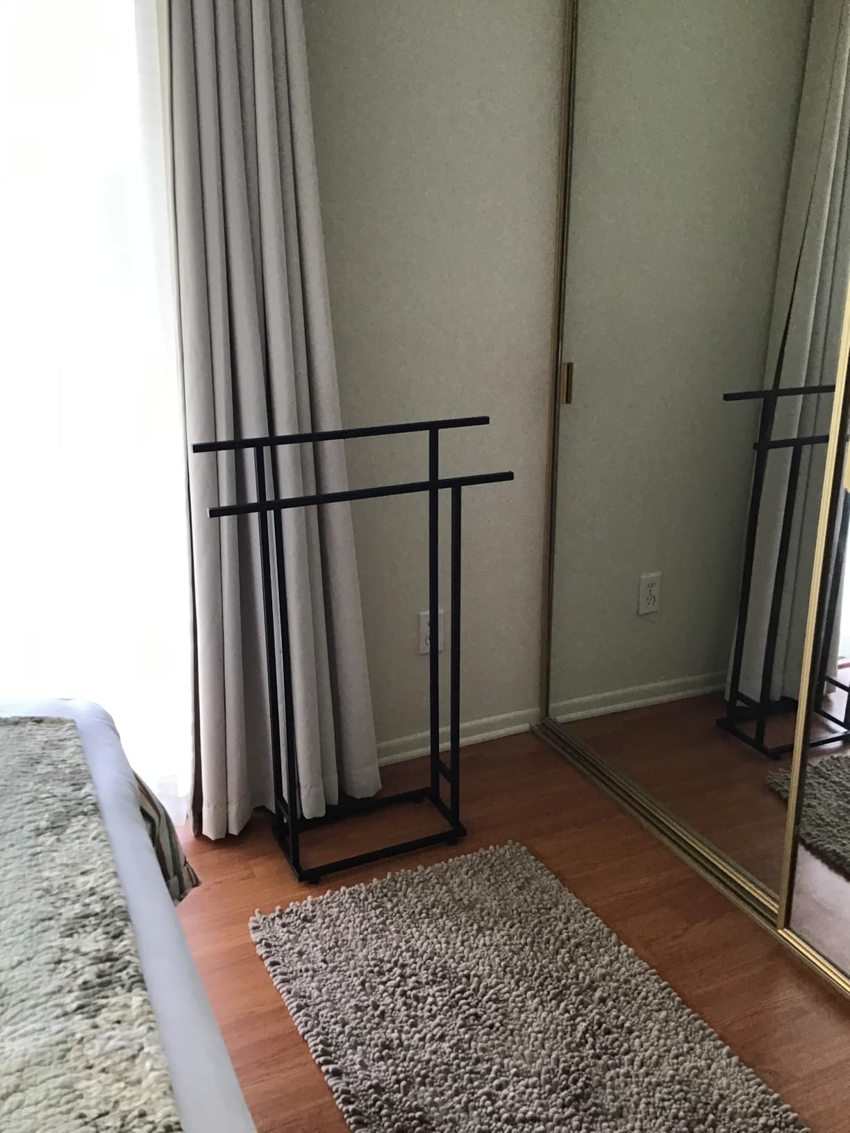 2 Tier Tall Free Standing Towel Racks for Bathroom | Metal Drying Rack for Oversized Bath Towels & Blankets, Indoor & Outdoor Use, Black customer photo 2